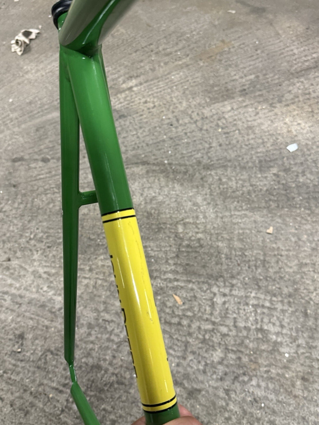Custom Made Track Frameset Painted John Deere Size Medium 1inch Forks