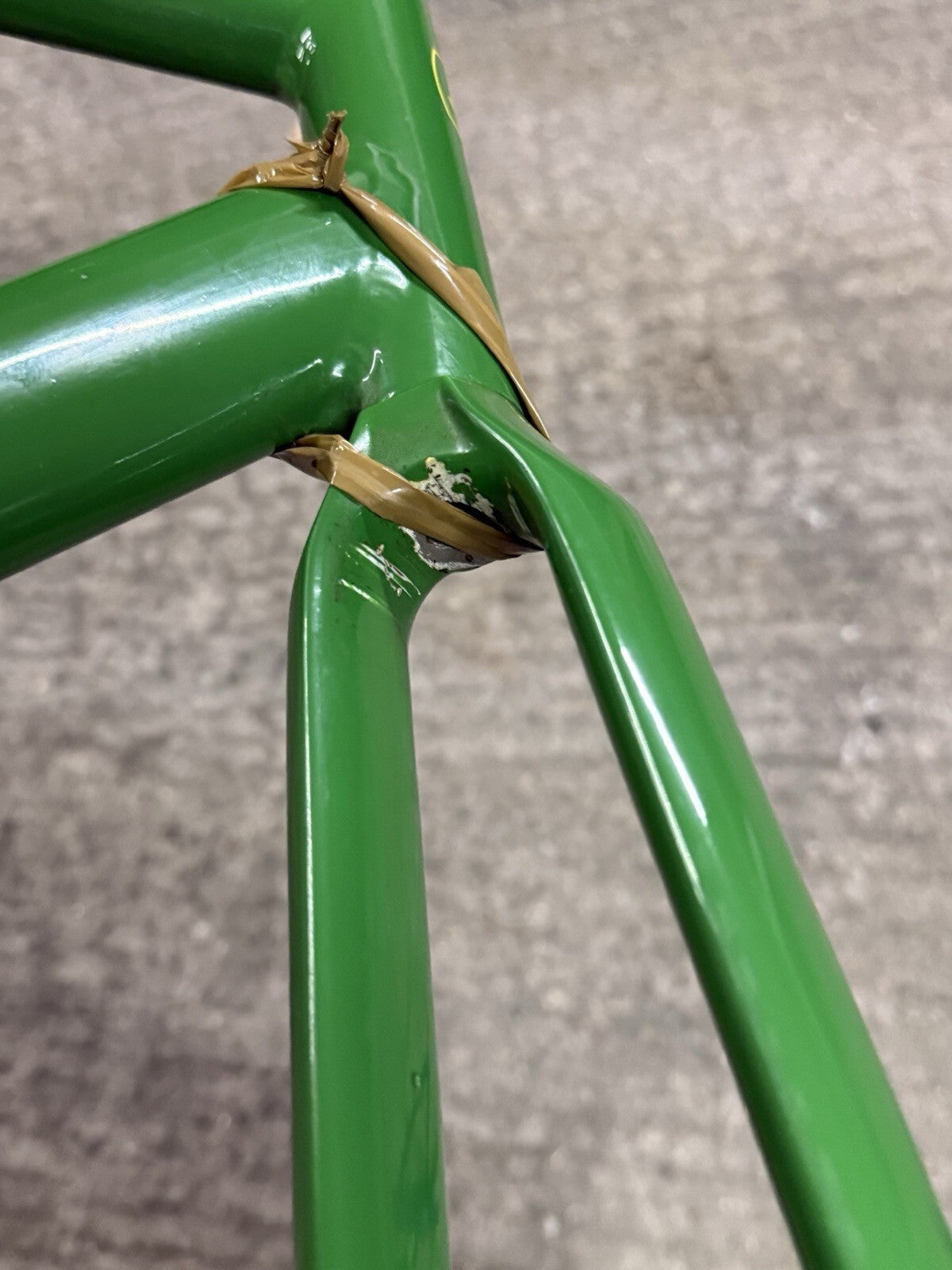 Custom Made Track Frameset Painted John Deere Size Medium 1inch Forks