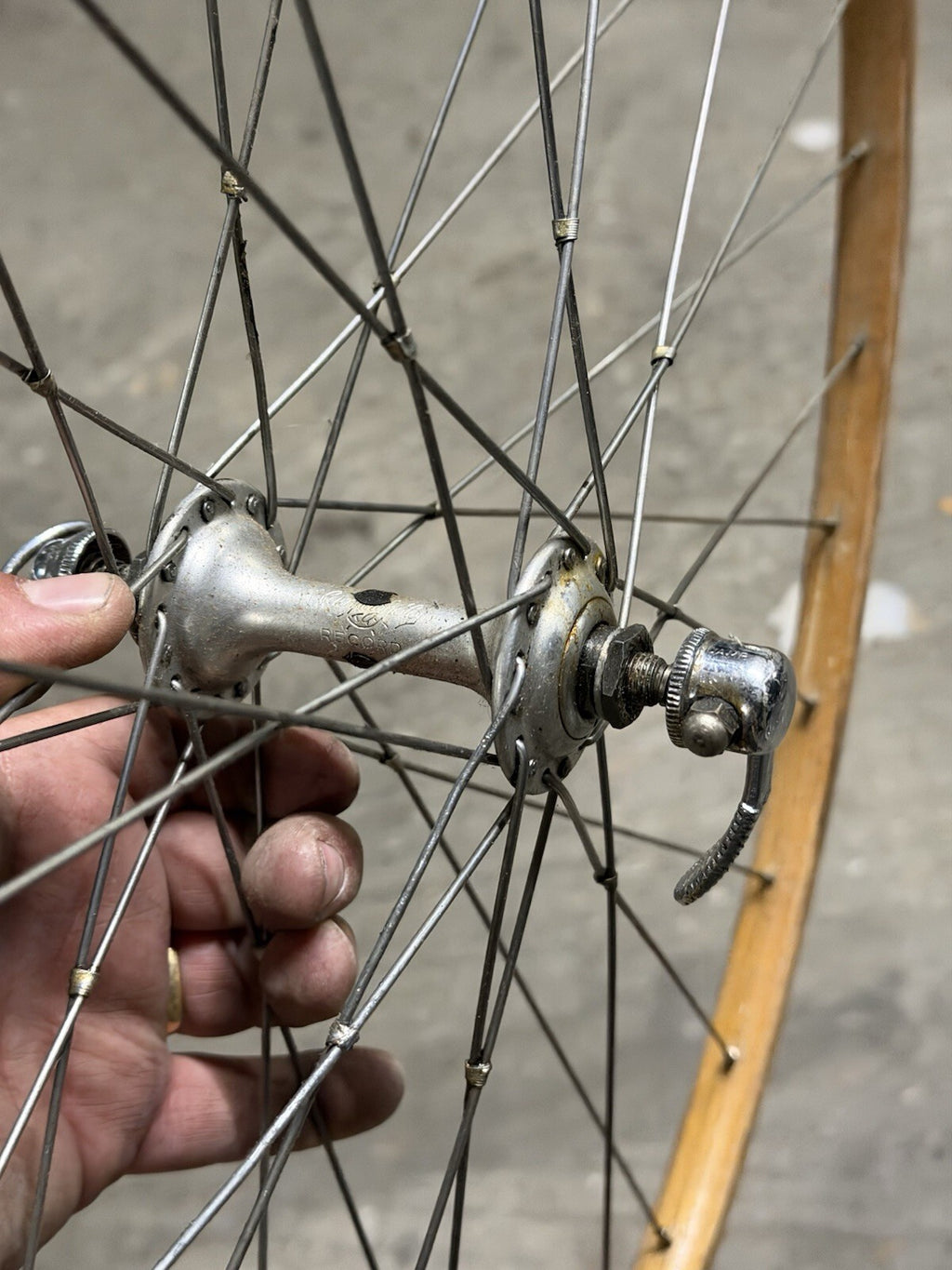 Vintage Campagnolo ROAD WHEELSET 5 SPEED WOODEN Sbi Brusati Rims