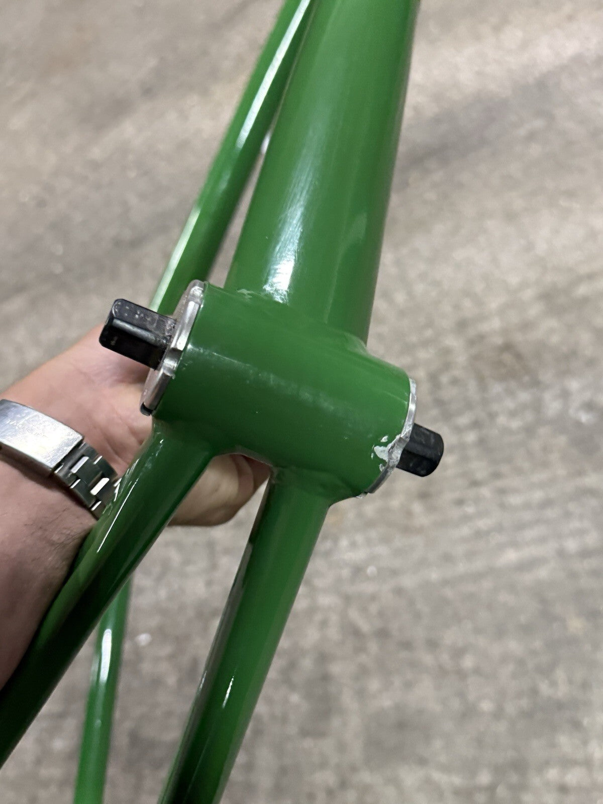 Custom Made Track Frameset Painted John Deere Size Medium 1inch Forks