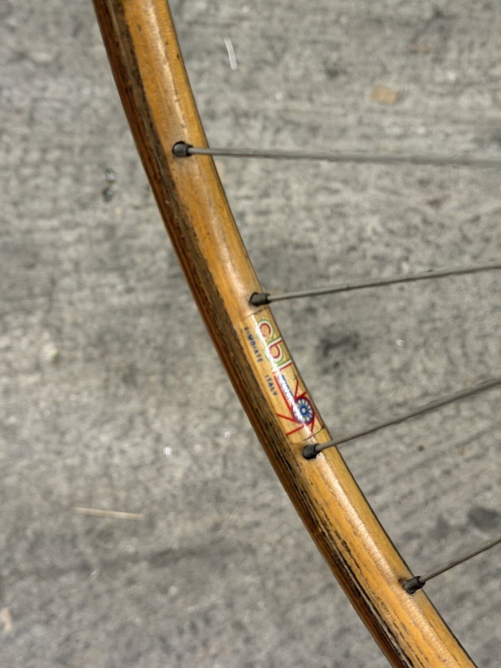 Vintage Campagnolo ROAD WHEELSET 5 SPEED WOODEN Sbi Brusati Rims