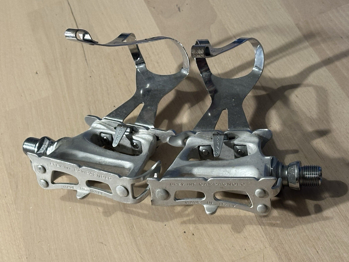 Vintage Rare Campagnolo Bike Pedals And Cages Size M Toe Clips - product photo | Miclo Bikes