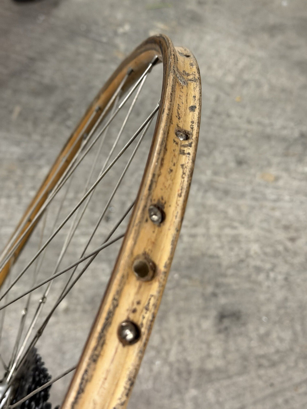 Vintage Campagnolo ROAD WHEELSET 5 SPEED WOODEN Sbi Brusati Rims