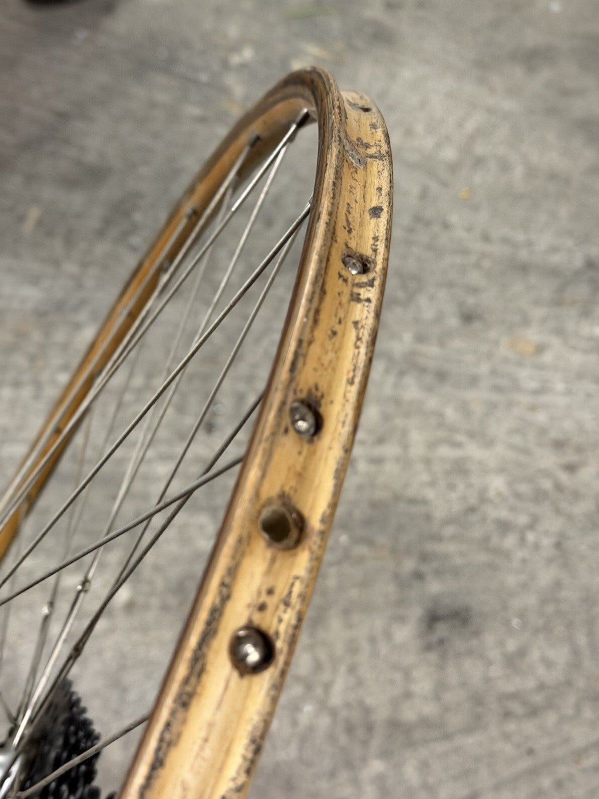 Vintage Campagnolo ROAD WHEELSET 5 SPEED WOODEN Sbi Brusati Rims