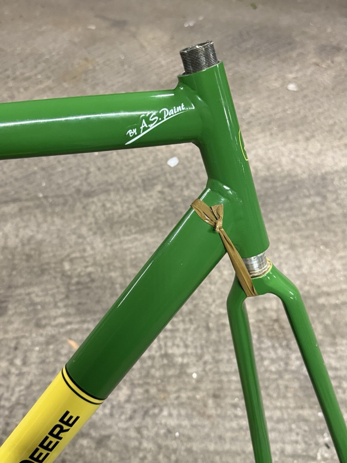 Custom Made Track Frameset Painted John Deere Size Medium 1inch Forks