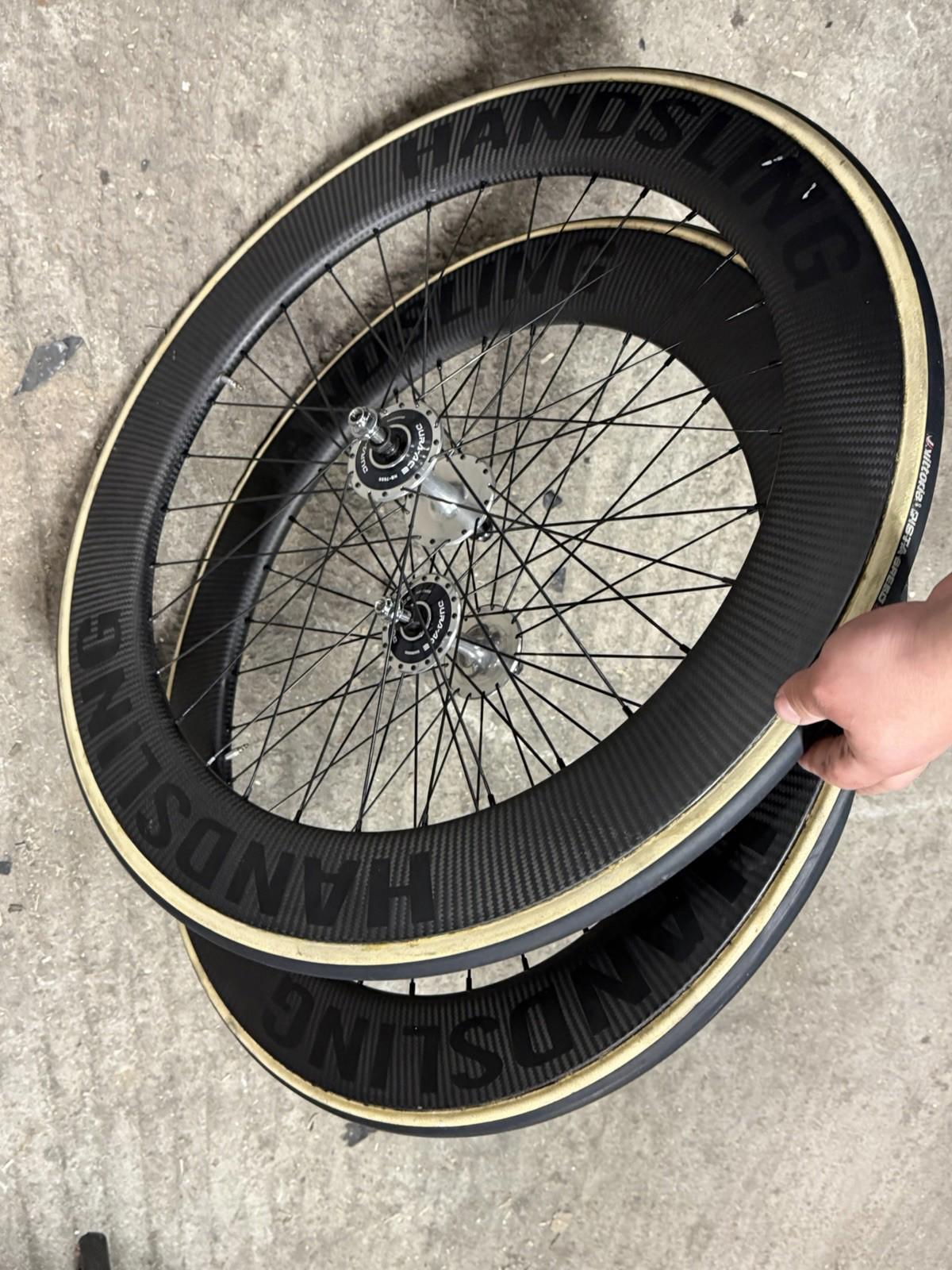 Handsling Track Wheelset Tubular Dura Ace 7600 Hubs Racing Wheels Carbon
