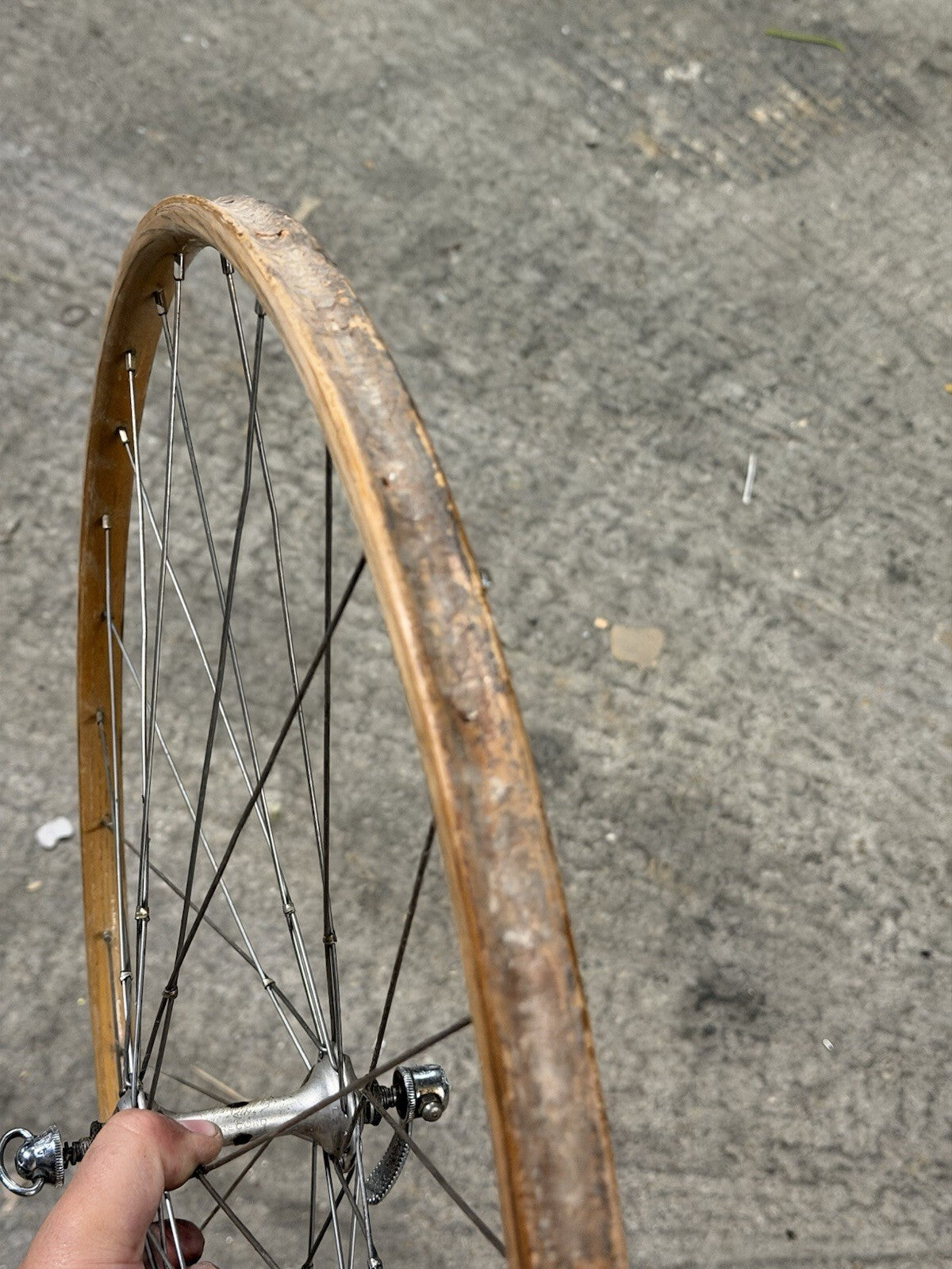 Vintage Campagnolo ROAD WHEELSET 5 SPEED WOODEN Sbi Brusati Rims