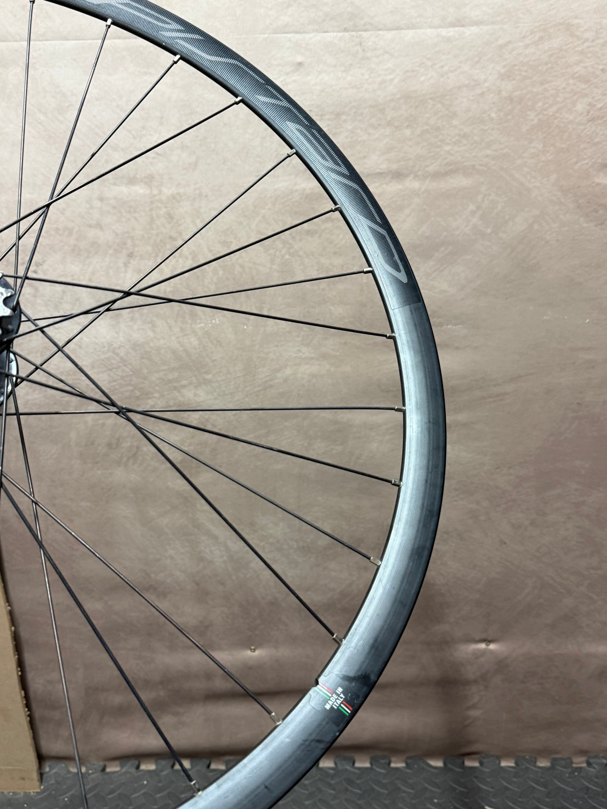 Miche Pistard wheel rim and spokes close-up