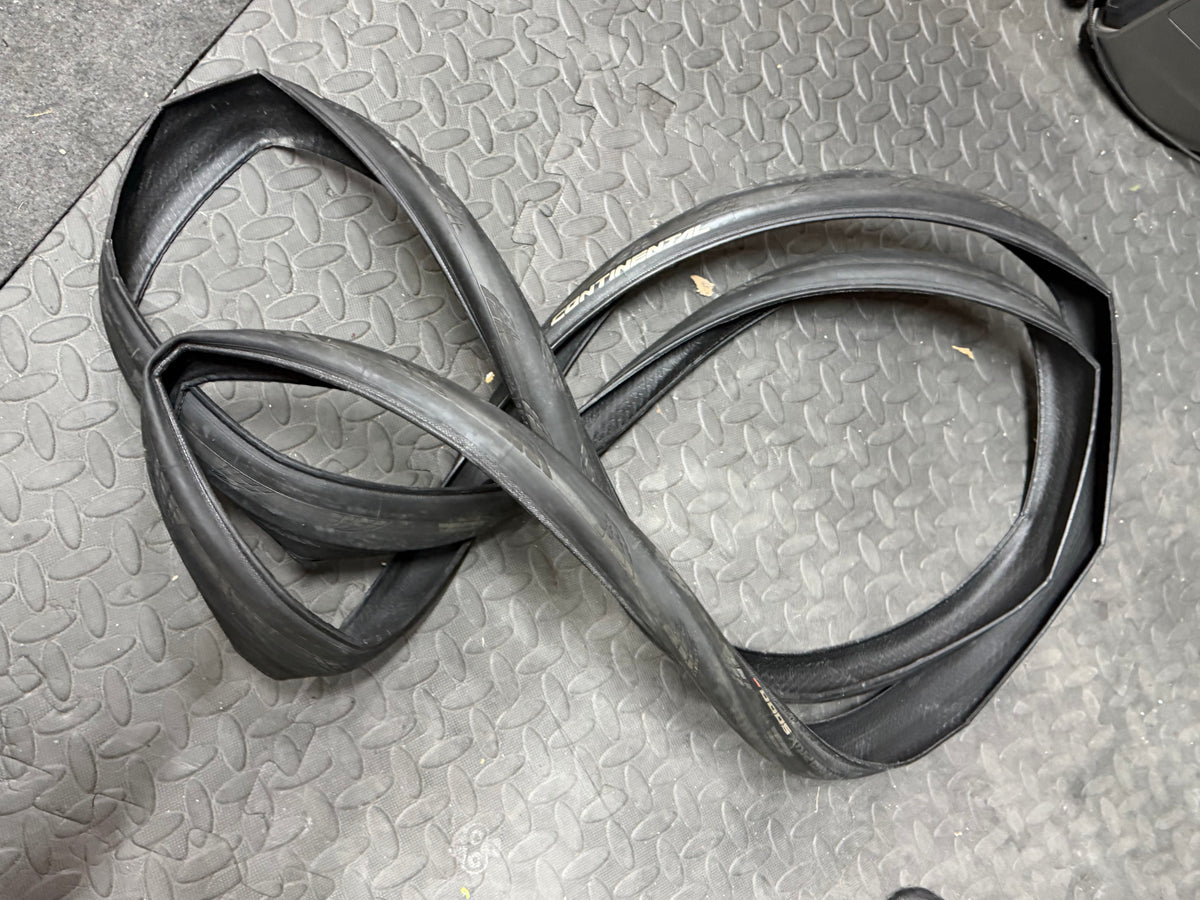 Continental Grand Prix 5000 700x25c road tyre pair laid out together