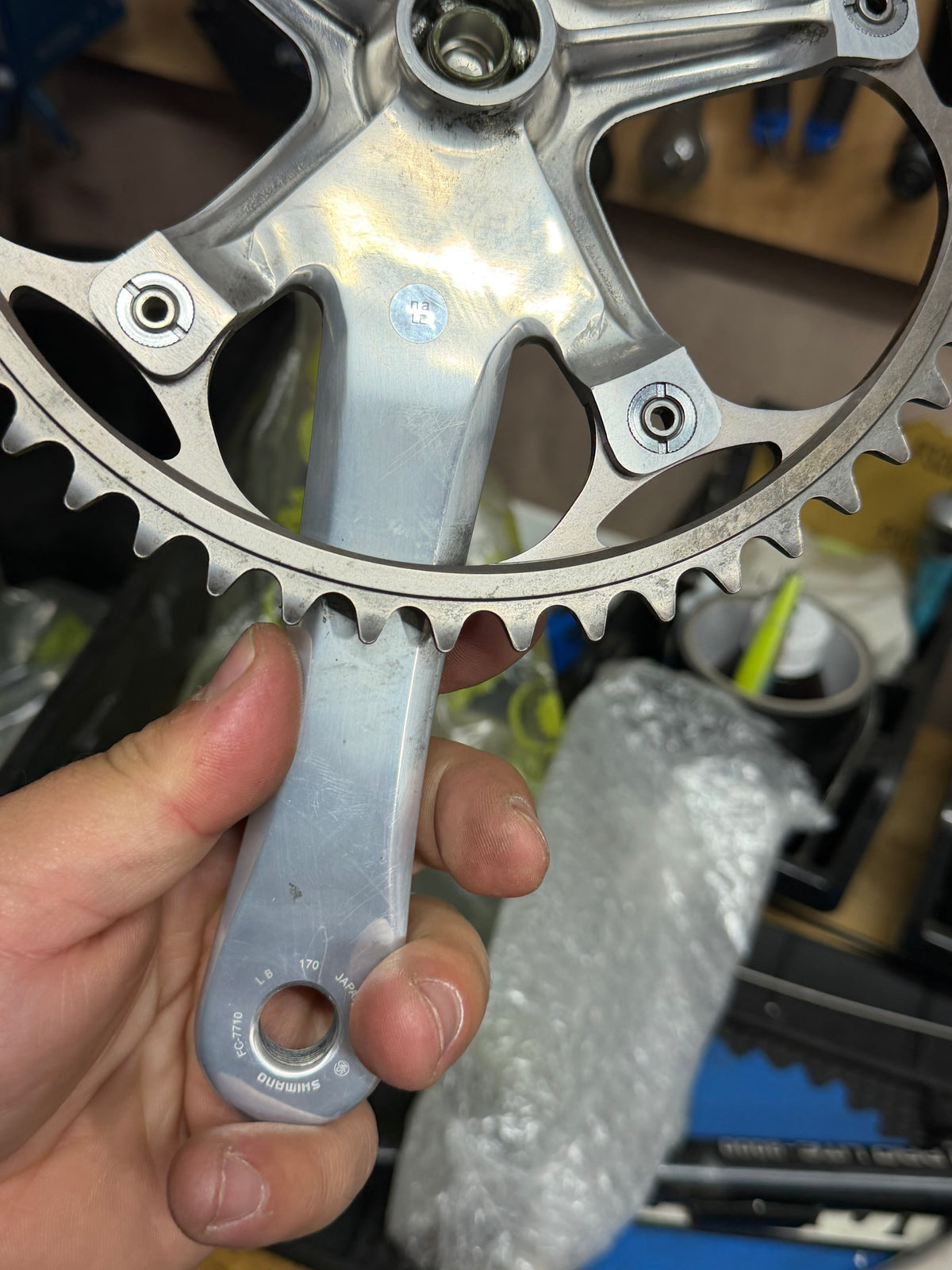 Rear of Dura-Ace crank spider and chainring bolts