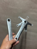 Pair of silver Stronglight track crank arms with five-arm spider