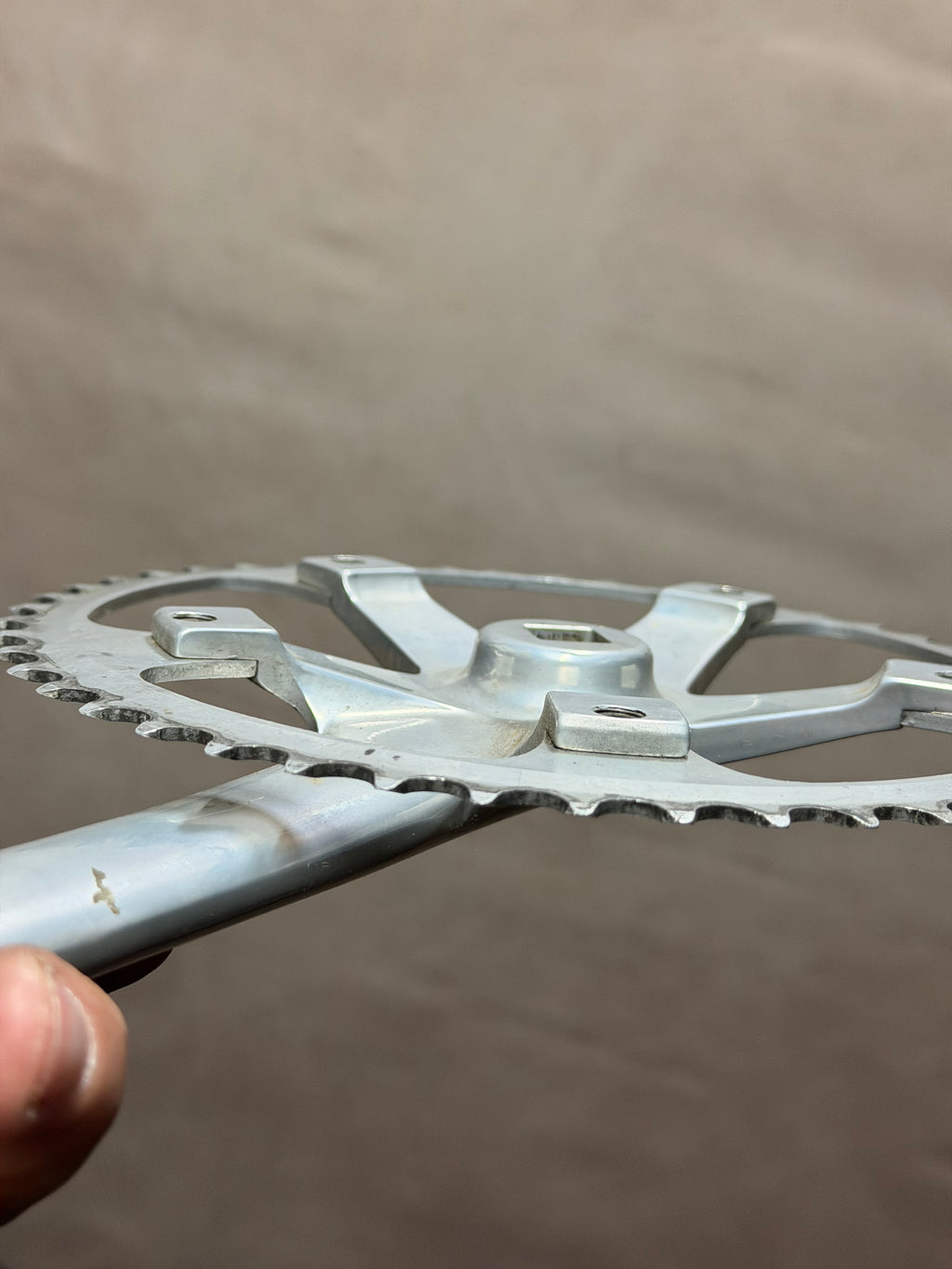 Side profile of Miche crankset and chainring