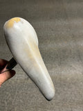 Top view of white Selle Royal retro saddle showing worn cover