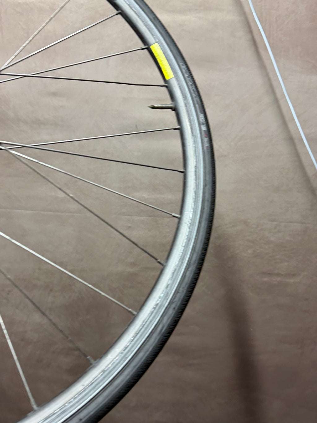 700c clincher track front wheel – rim decal and tyre sidewall