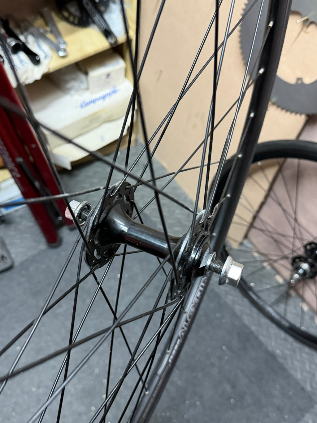 Alexrims 700c clincher track wheelset – black hub and silver axle