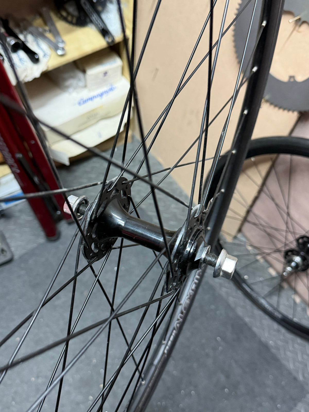 Alexrims 700c clincher track wheelset – black hub and silver axle