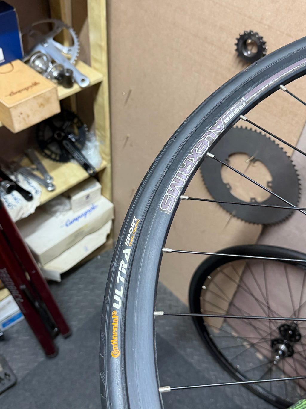 Alexrims 700c clincher track wheelset – tyre sidewall lettering