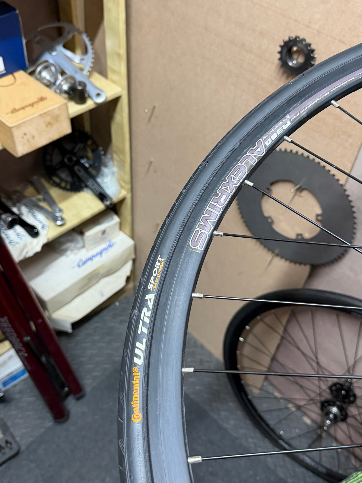 Alexrims 700c clincher track wheelset – tyre sidewall lettering