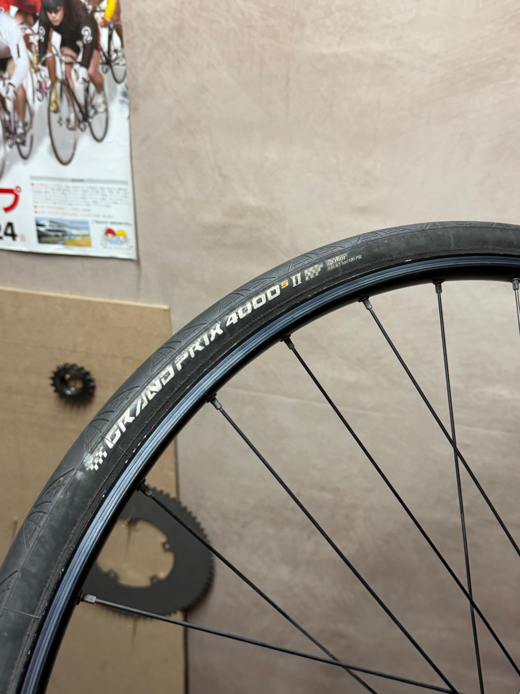Gran Compe H Plus Son 700c track rear wheel – Continental GP4000 tyre branding