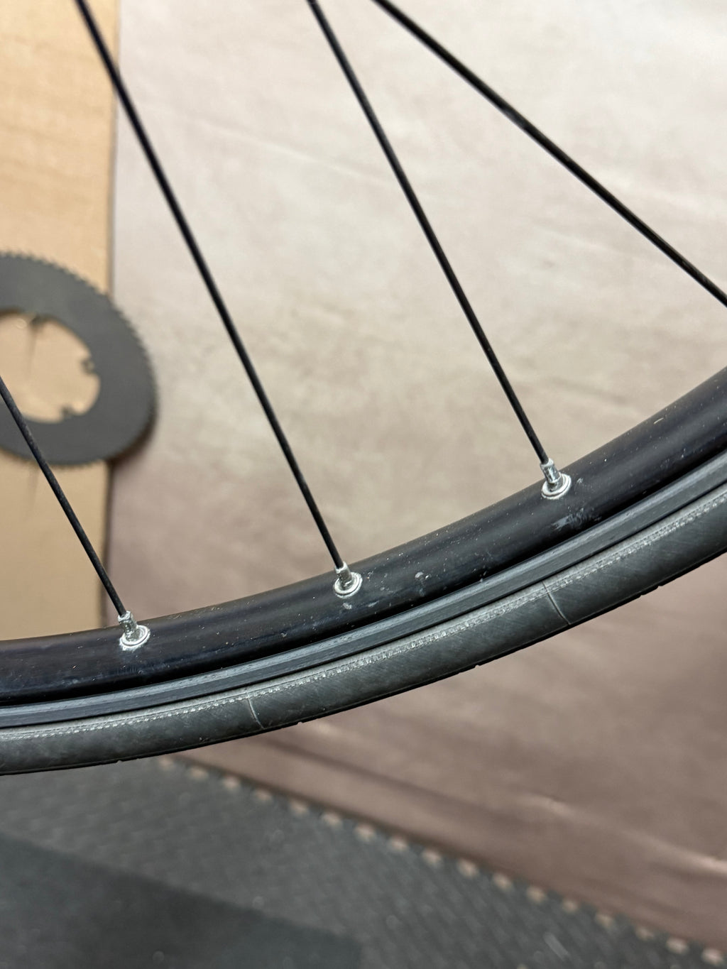 Gran Compe H Plus Son 700c track rear wheel – spoke nipples along rim