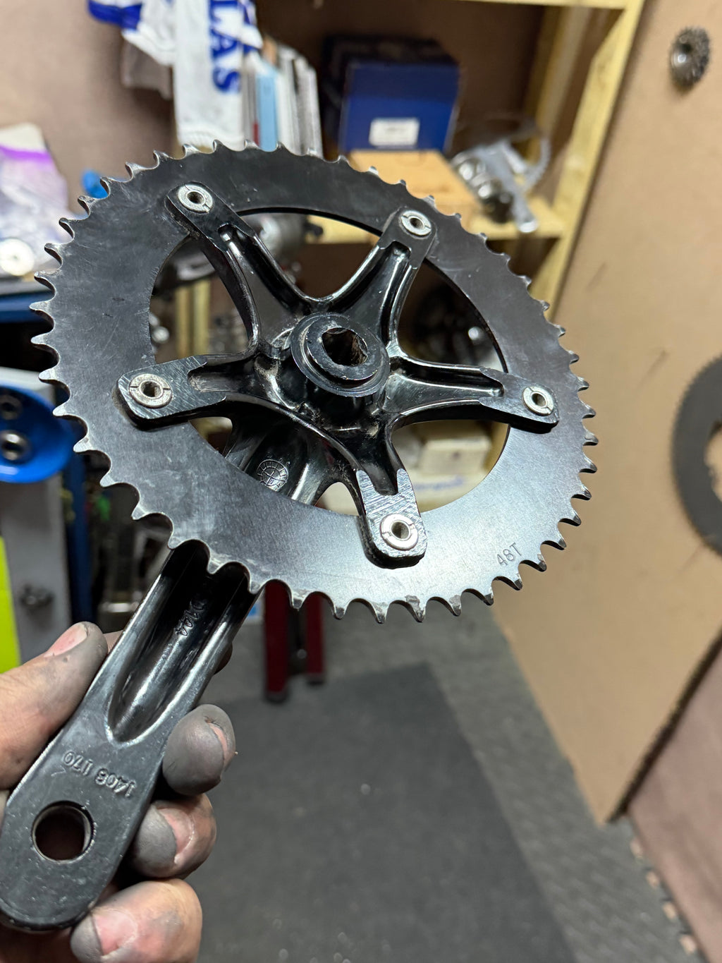 Single Speed Fixed Gear Crankset 170mm – rear of chainring and crank spider