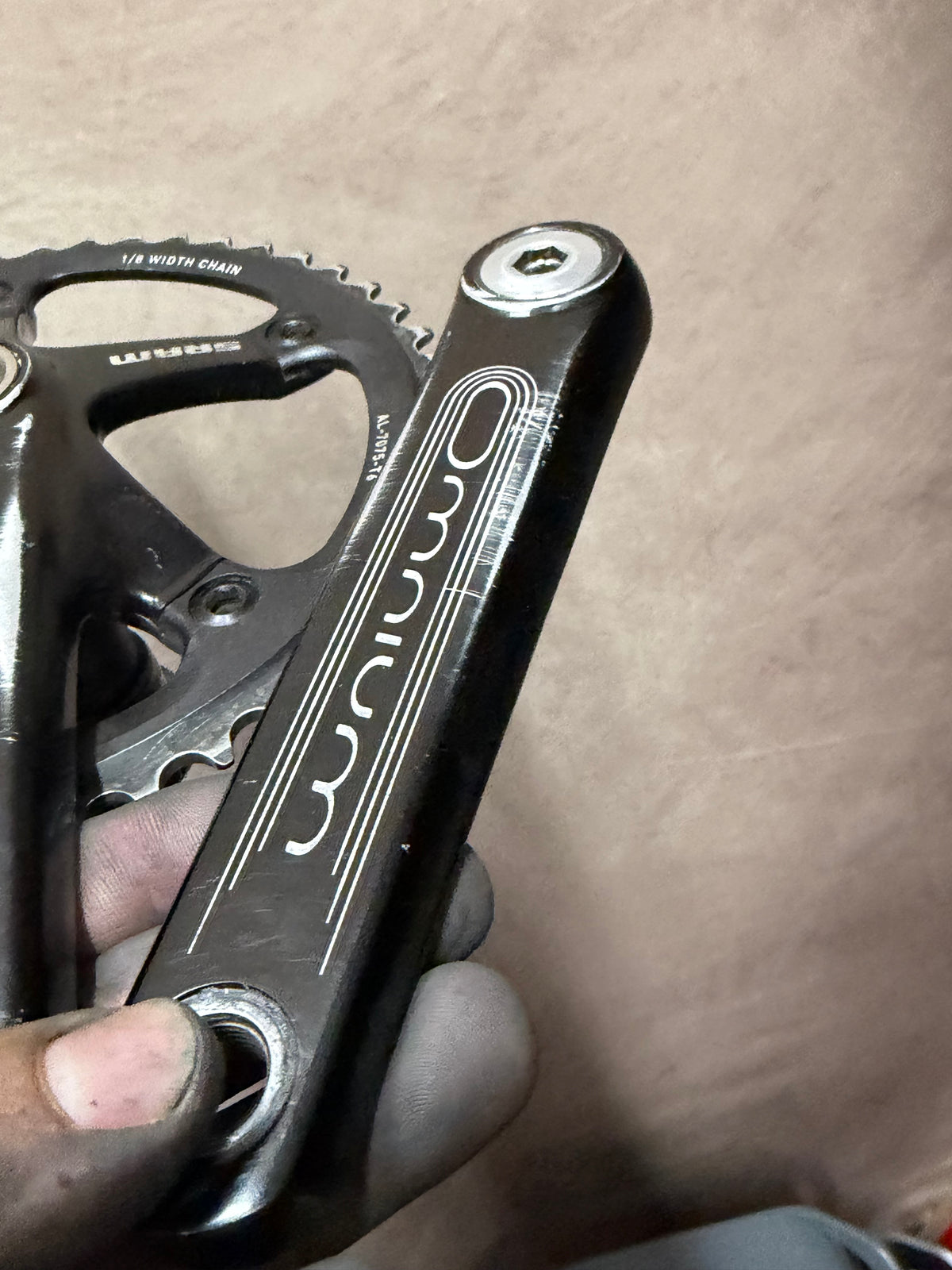 SRAM Omnium Track Crankset 165mm 48T – drive-side arm markings