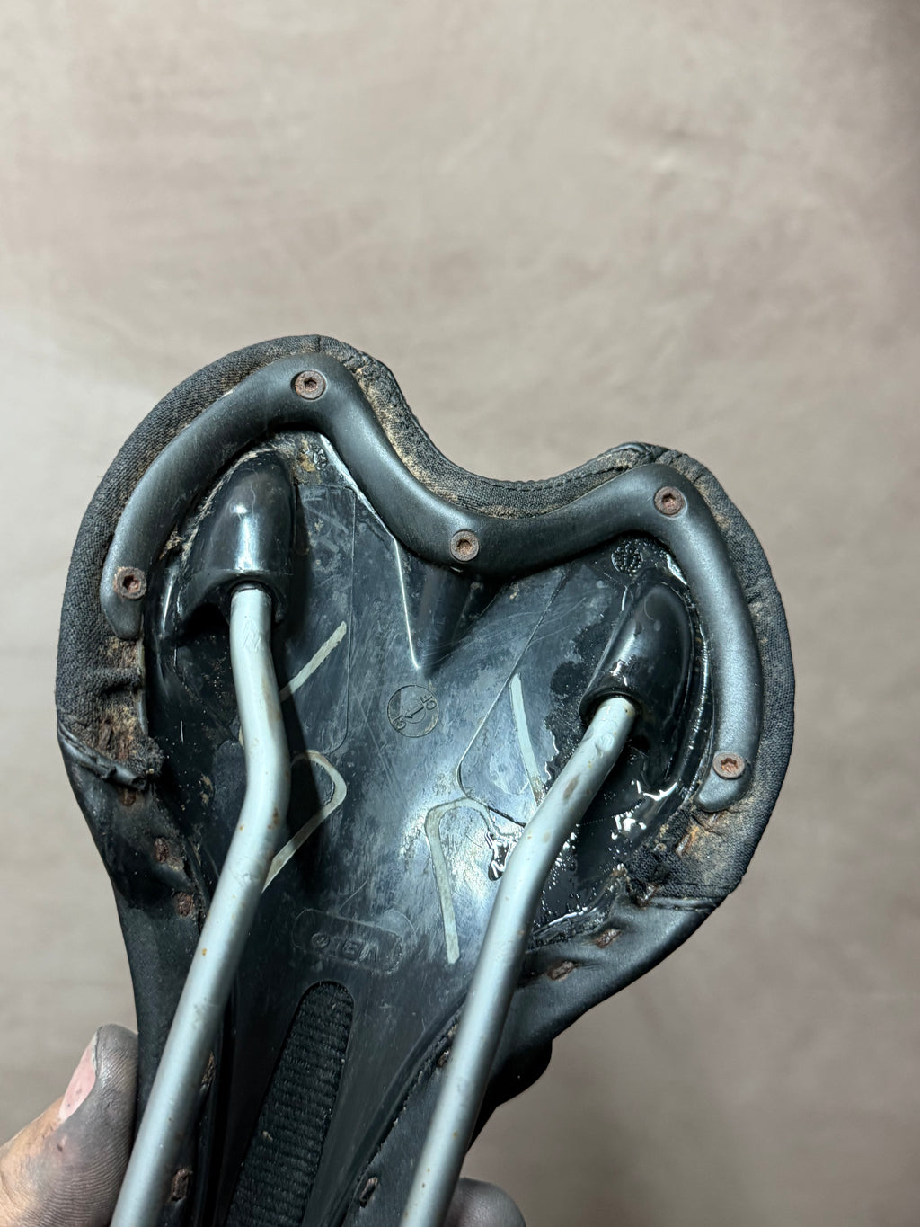 Black Bicycle Saddle – underside and rails