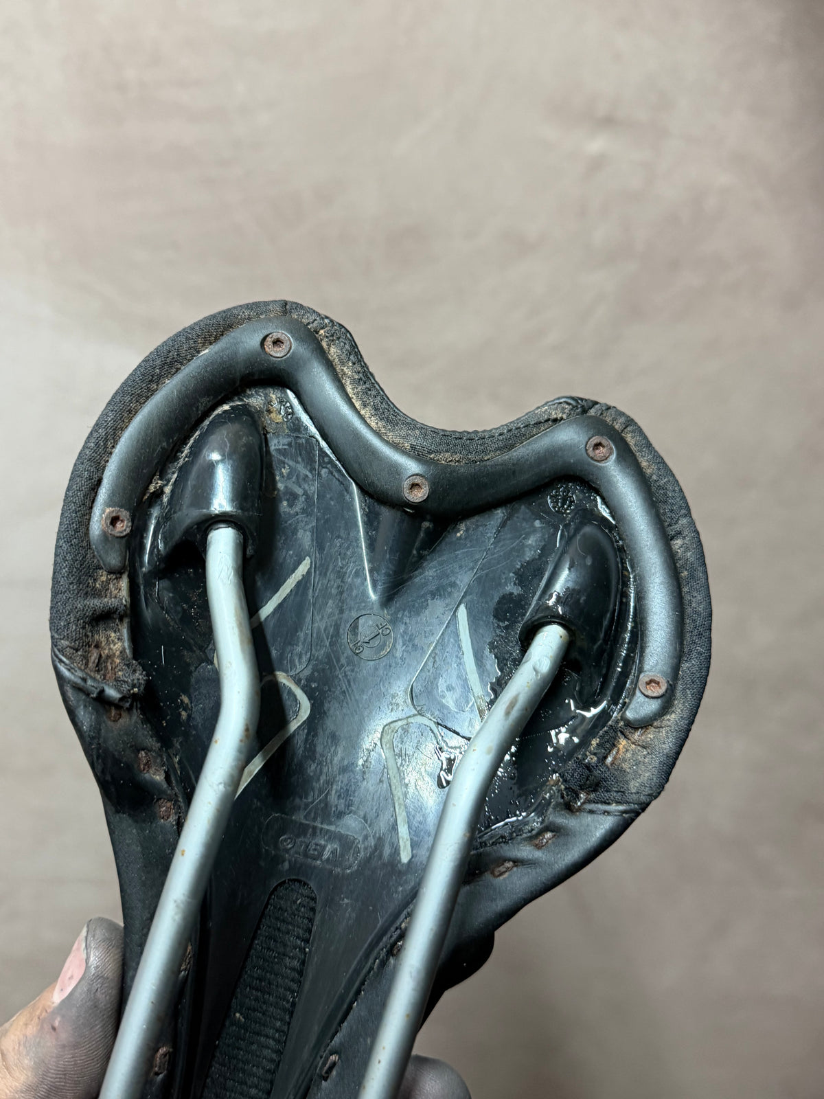 Black Bicycle Saddle – underside and rails