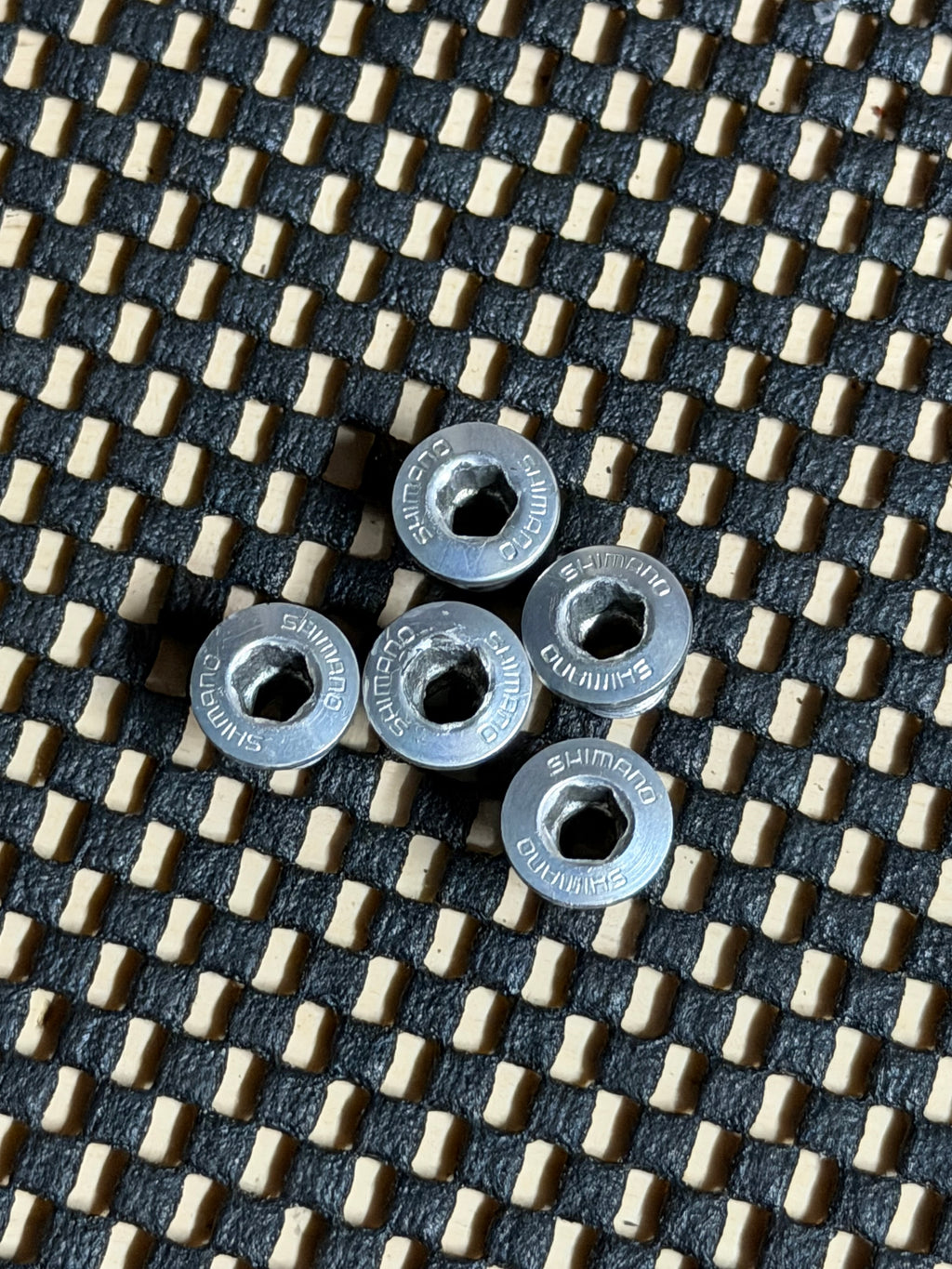 Shimano Vintage Road Chainring Bolts – chainring bolts arranged together