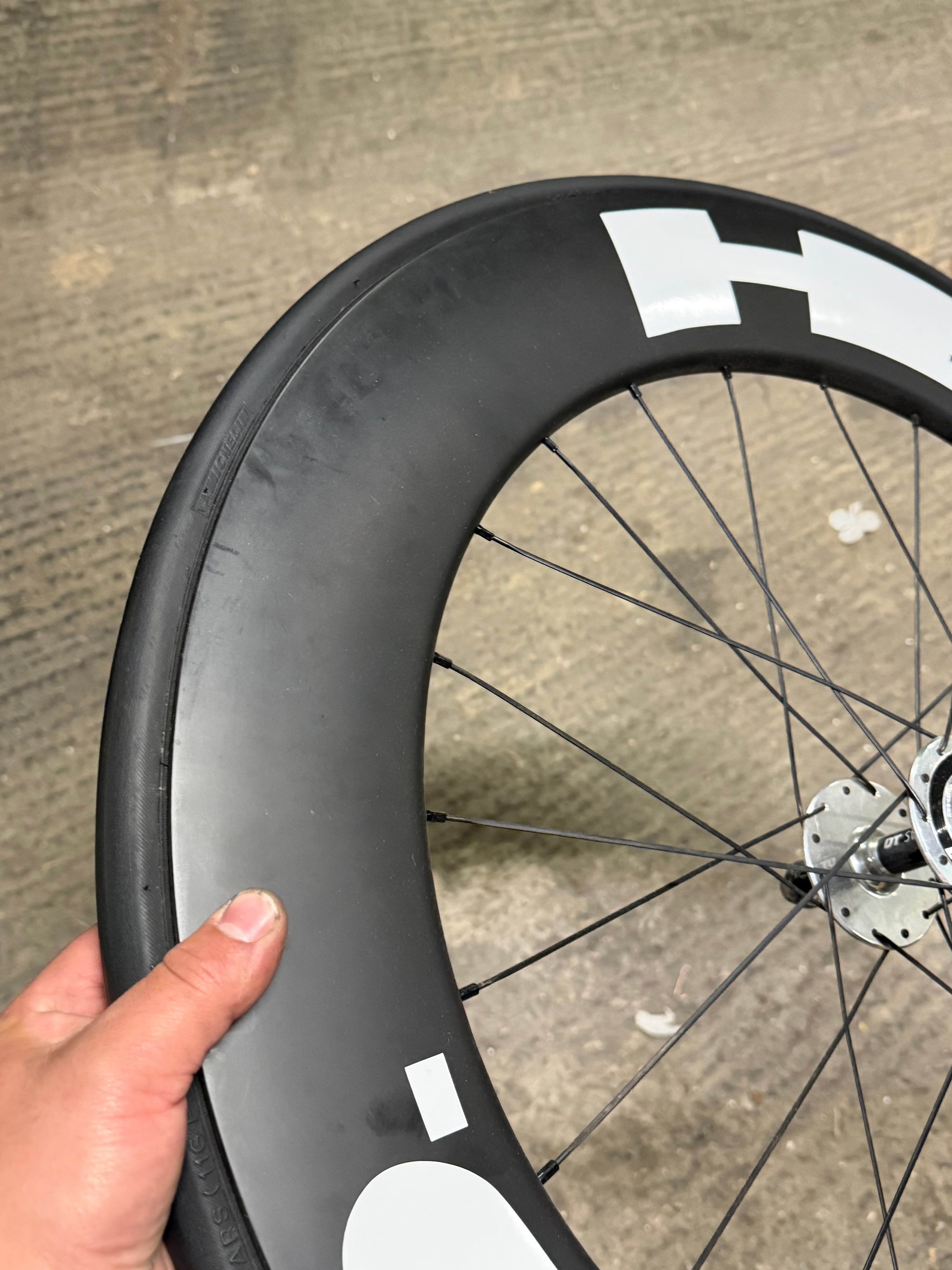 Carbon Wheelset Clincher DT Swiss Hubs Damaged Front Rim