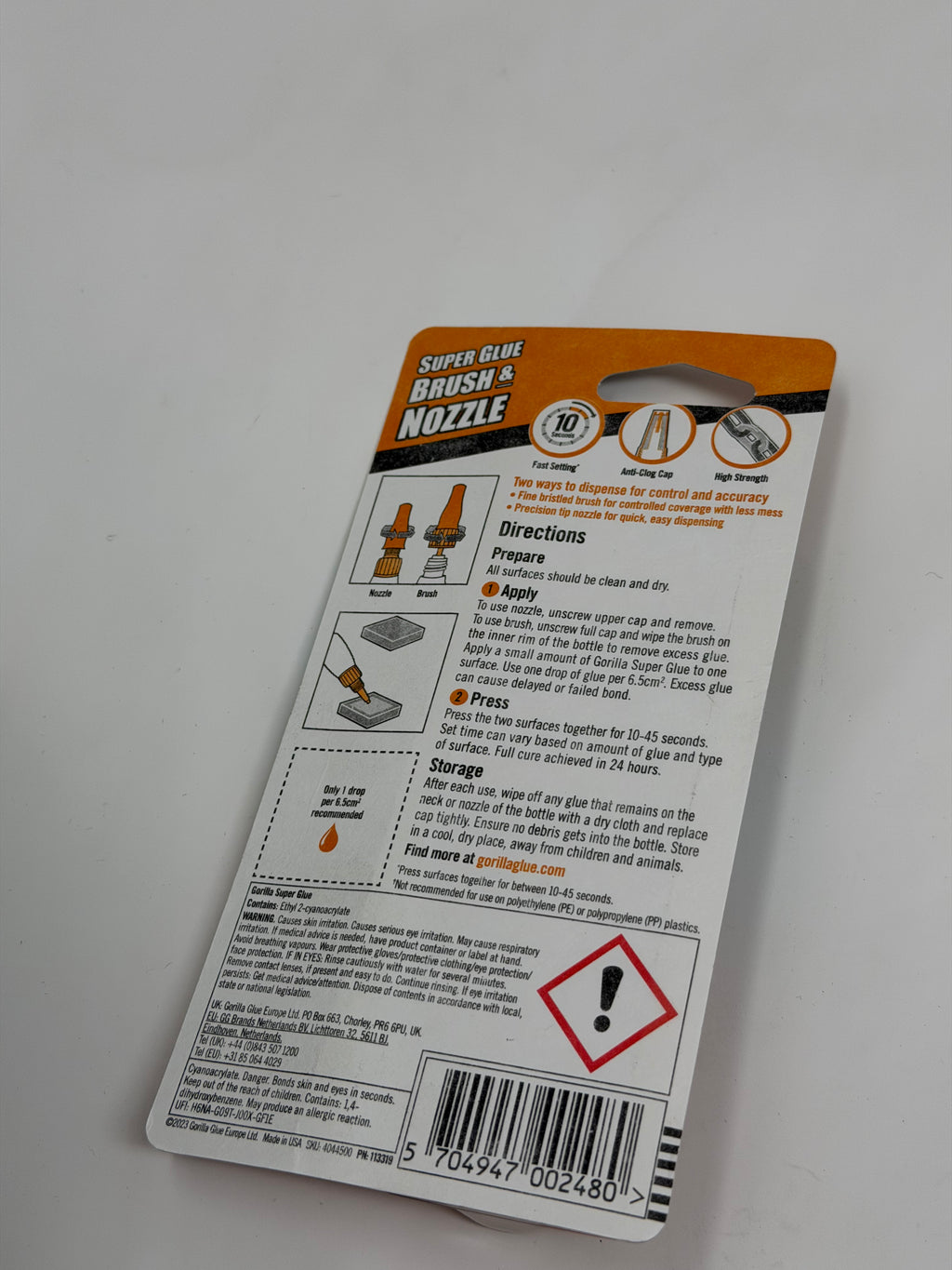 Gorilla Super Glue Brush & Nozzle 12g