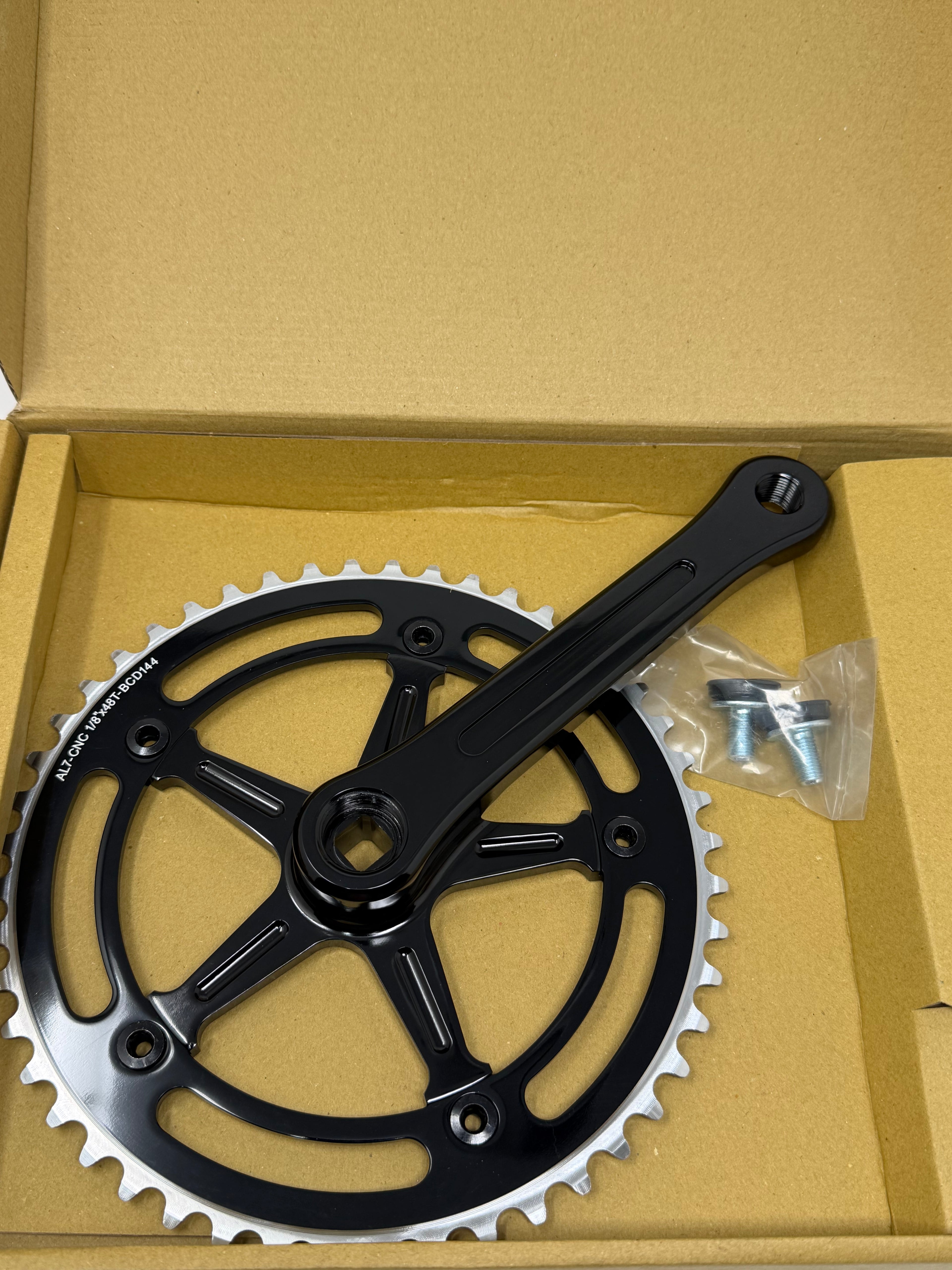 Andel Single Speed Fluted Cranks 144bcd - 165mm Black 48t