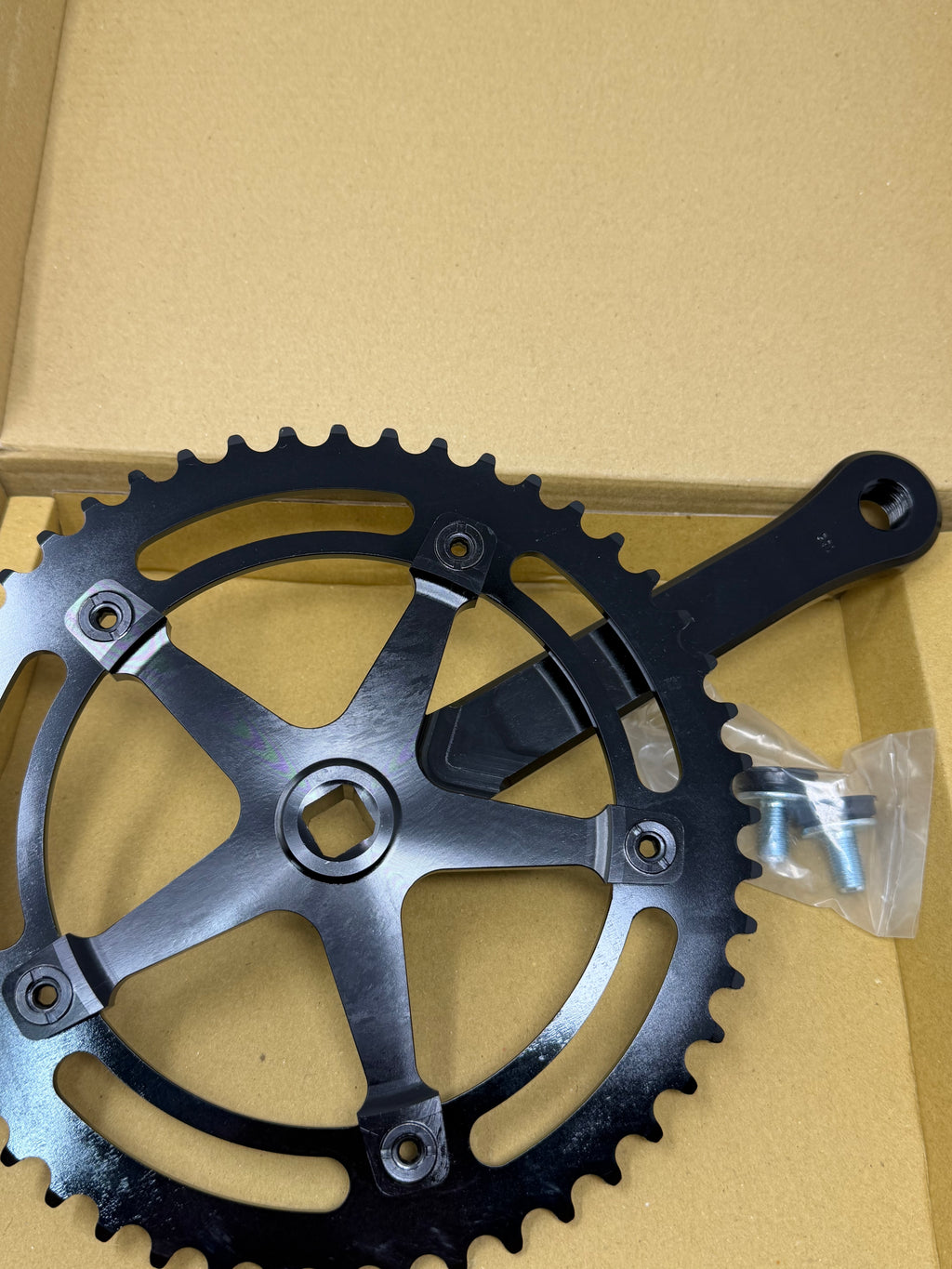 Andel Single Speed Fluted Cranks 144bcd - 165mm Black 48t