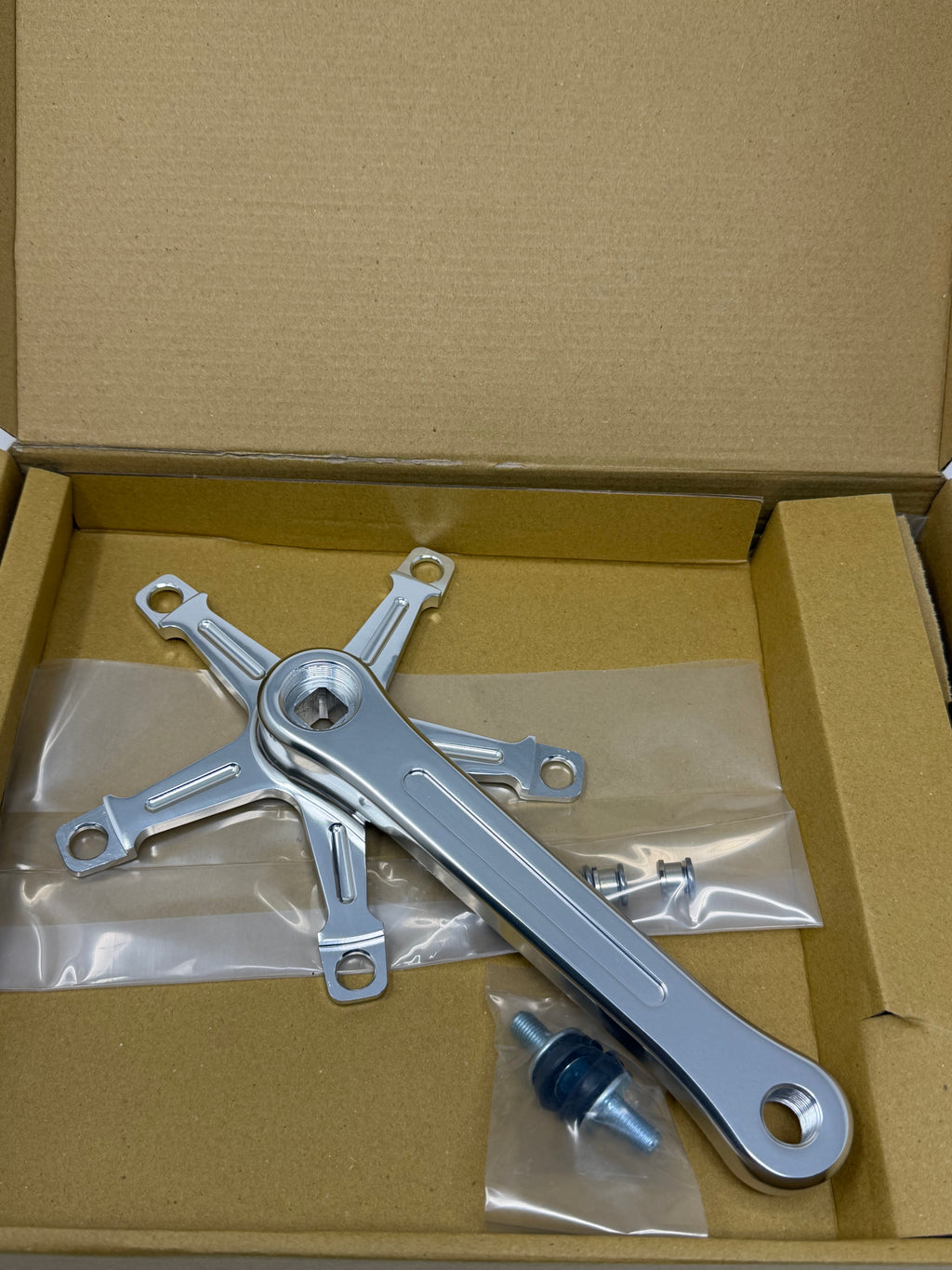 Andel Single Speed Fluted Cranks 144bcd - 165mm Silver