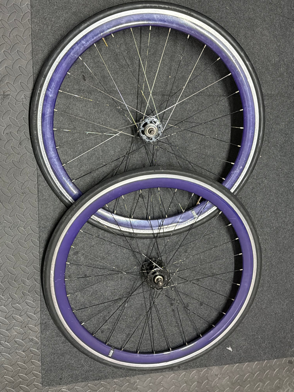 Purple Single Speed Fixed Gear Clincher Wheelset 700c