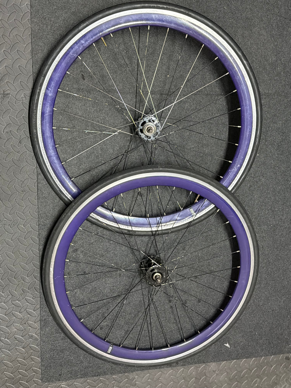 Purple Single Speed Fixed Gear Clincher Wheelset 700c