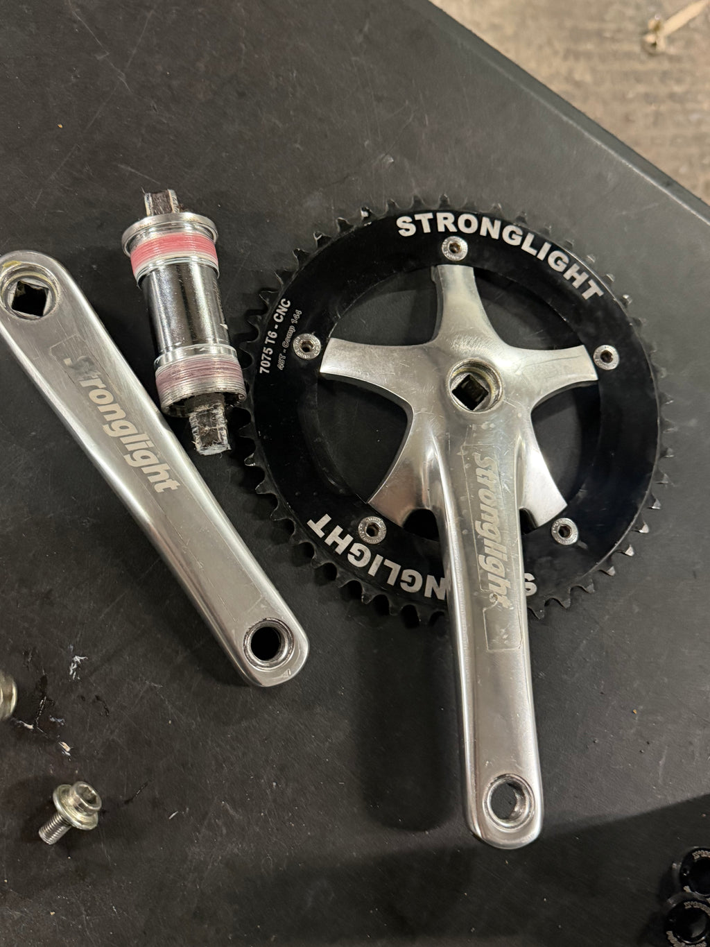 Stronglight Track Crankset 165mm 144 BCD with BSA Bottom Bracket 48t by Stronglight at Miclo Bikes