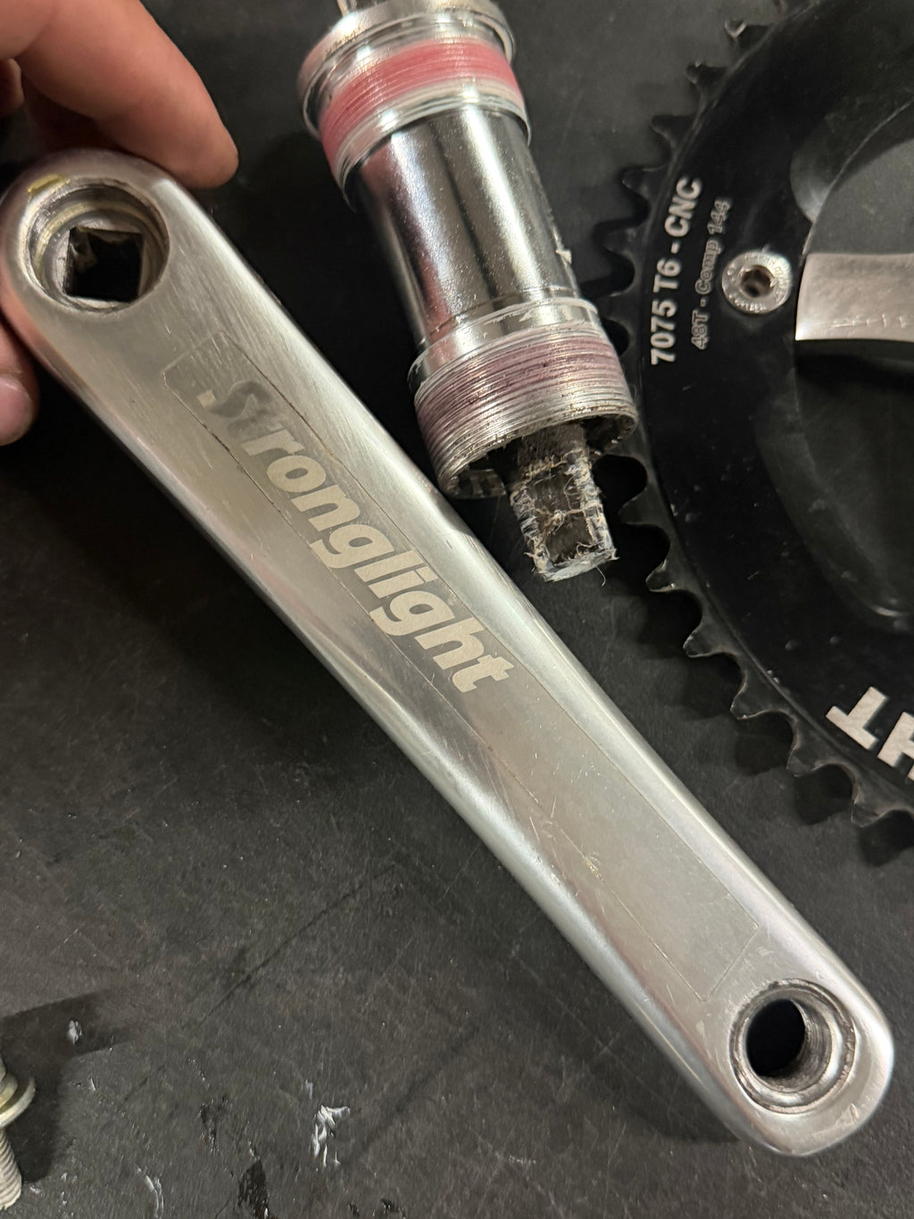 Stronglight Track Crankset 165mm 144 BCD with BSA Bottom Bracket 48t by Stronglight at Miclo Bikes - image 7