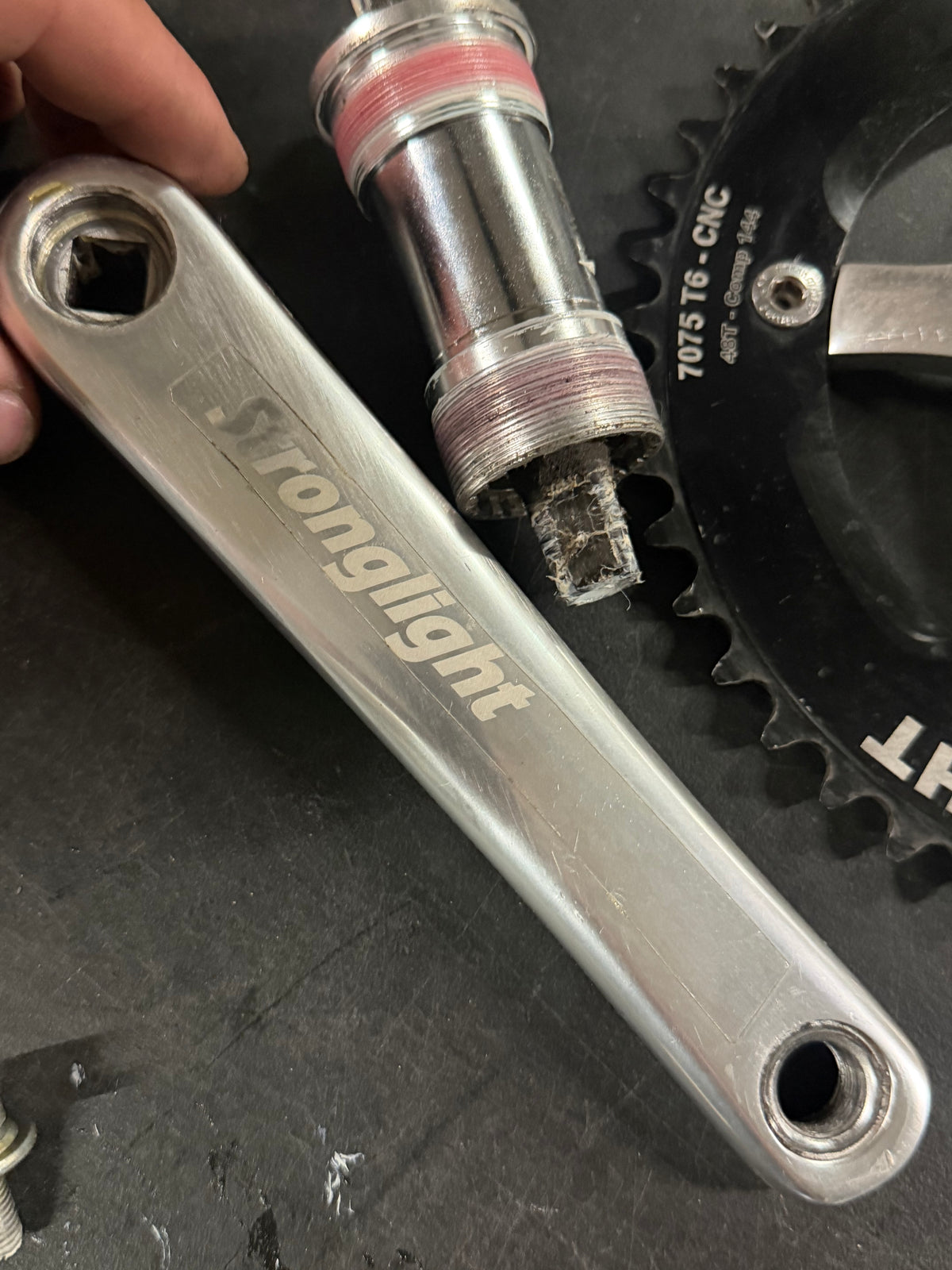 Stronglight Track Crankset 165mm 144 BCD with BSA Bottom Bracket 48t by Stronglight at Miclo Bikes - image 7