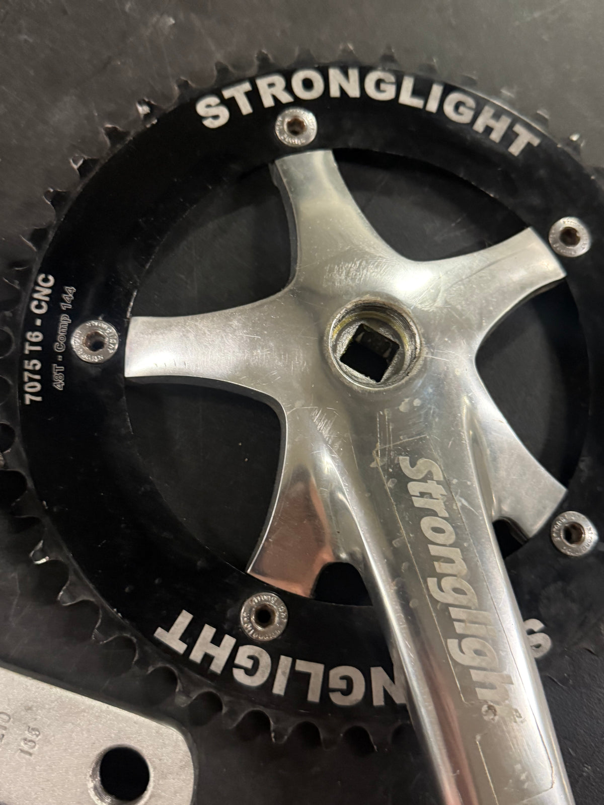 Stronglight Track Crankset 165mm 144 BCD with BSA Bottom Bracket 48t by Stronglight at Miclo Bikes - image 4