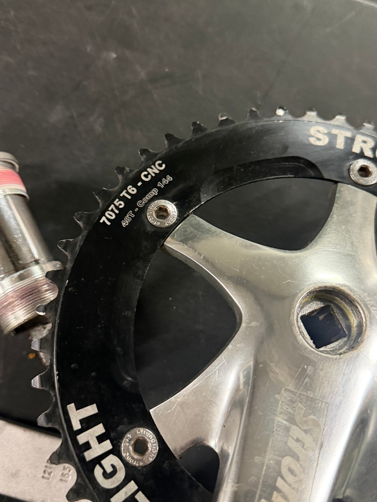 Stronglight Track Crankset 165mm 144 BCD with BSA Bottom Bracket 48t by Stronglight at Miclo Bikes - image 3
