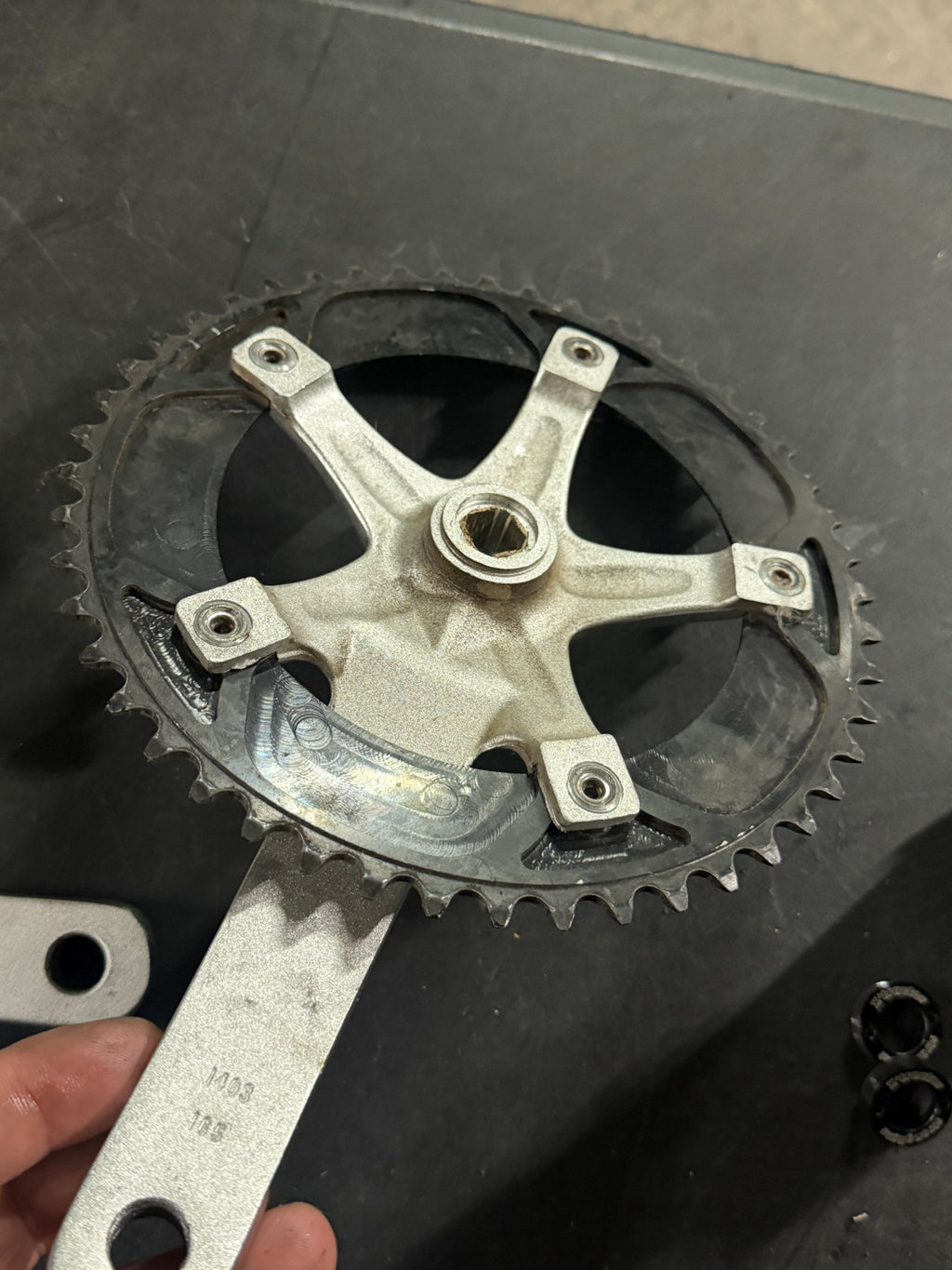 Stronglight Track Crankset 165mm 144 BCD with BSA Bottom Bracket 48t by Stronglight at Miclo Bikes - image 2