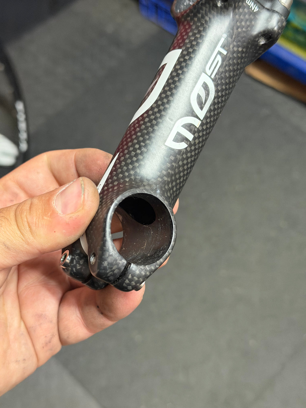 MOST Aluminium Stem 120mm 31.8mm Carbon Wrap by MOST at Miclo Bikes