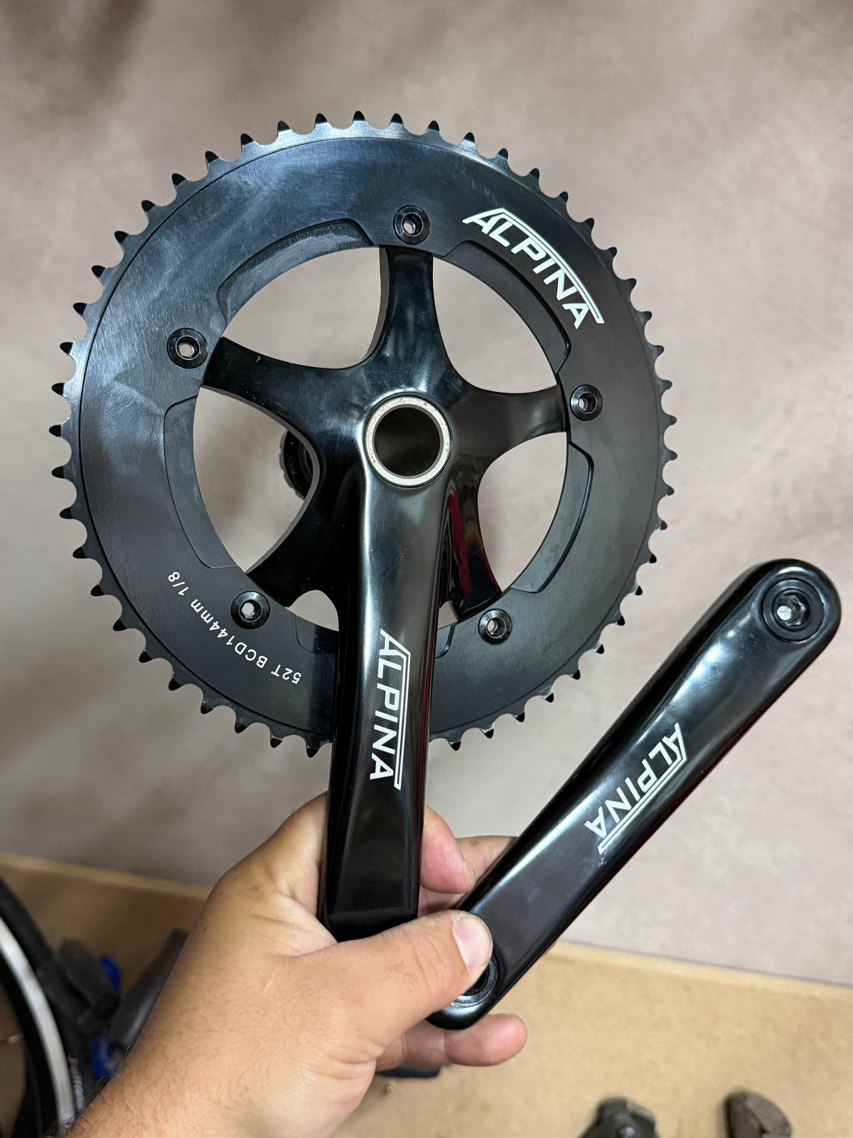 Alpina Track Crankset 165mm 144 BCD 52T with BSA Bottom Bracket