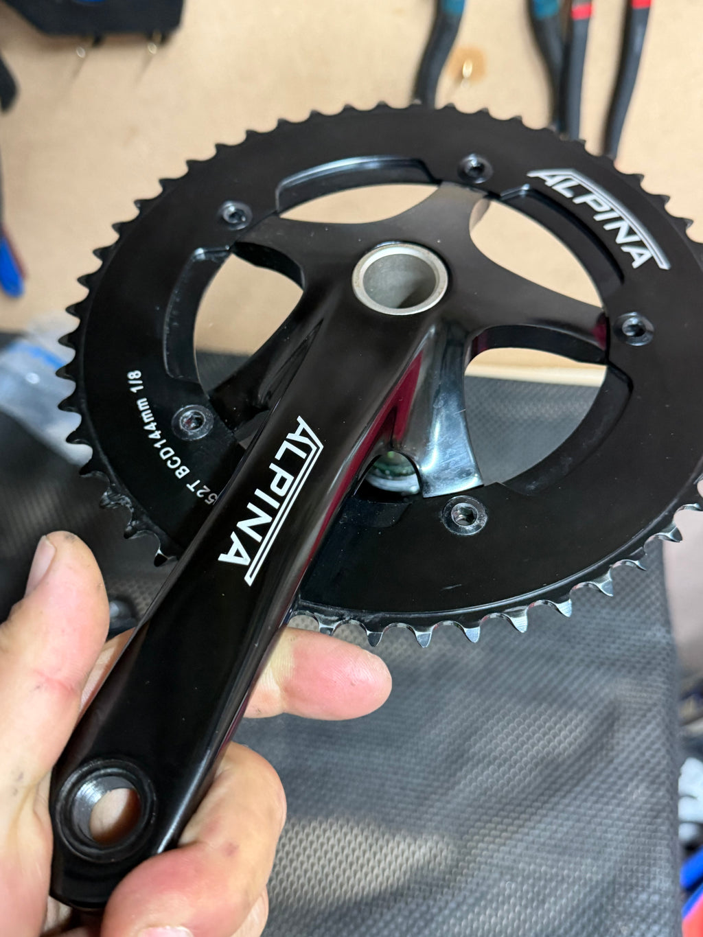 Alpina Track Crankset 165mm 144 BCD 52T with BSA Bottom Bracket