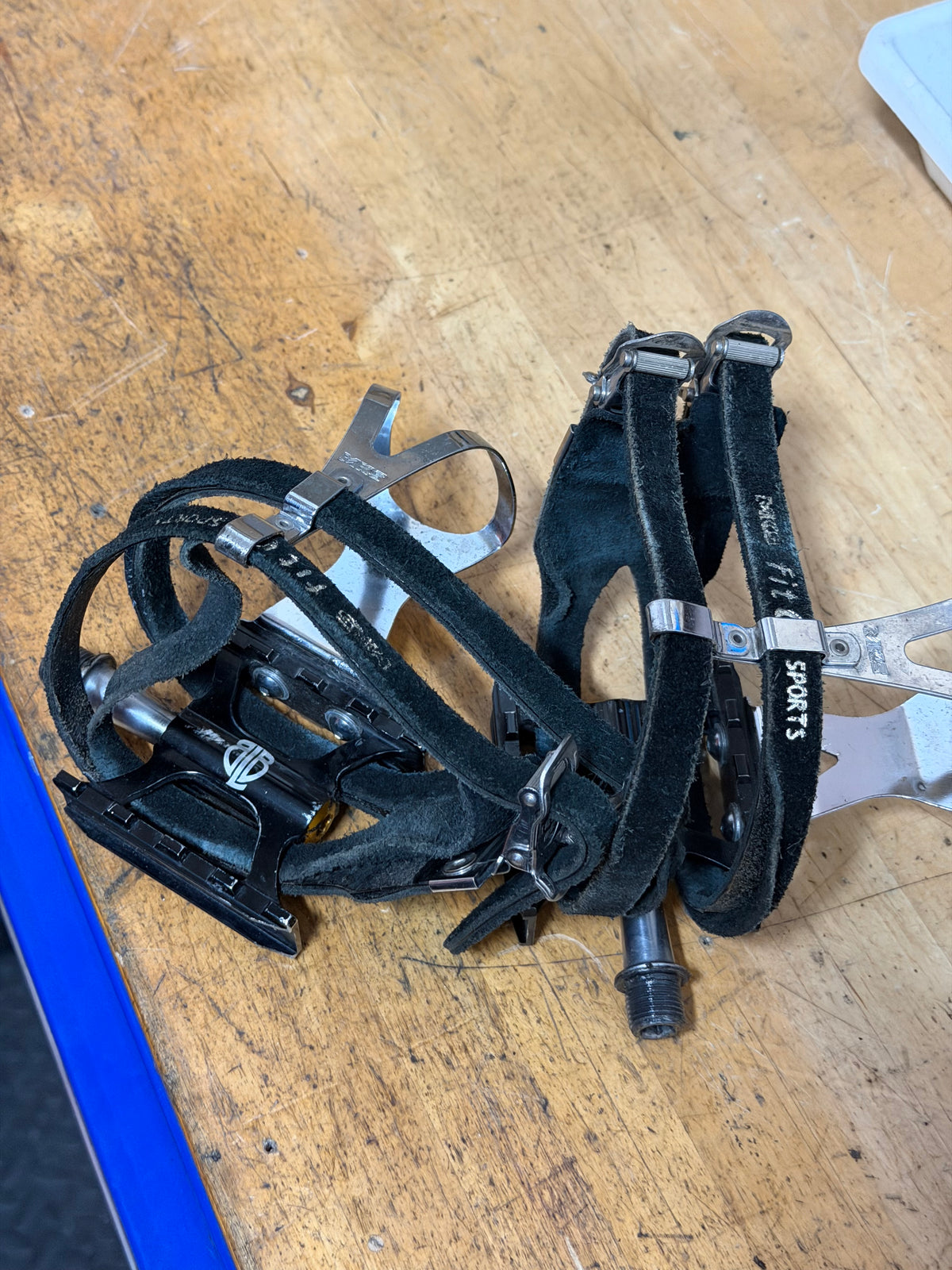 BLB Pista Track Pedals with MKS Toe Clips & Double Straps Size L