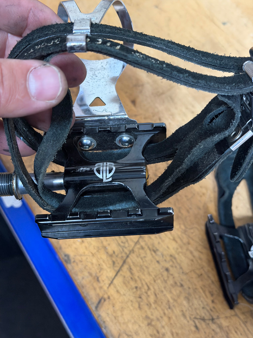 BLB Pista Track Pedals with MKS Toe Clips & Double Straps Size L