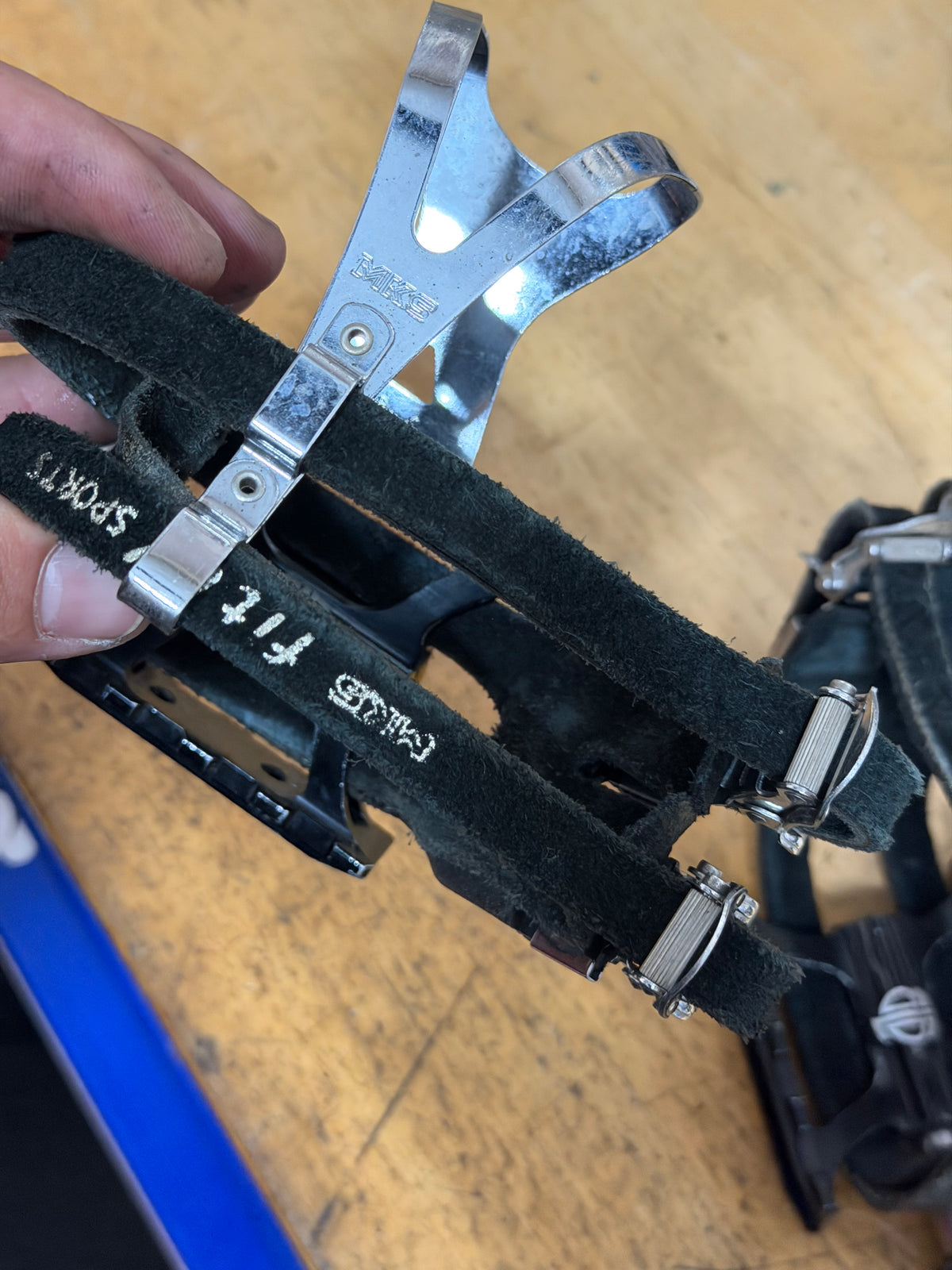 BLB Pista Track Pedals with MKS Toe Clips & Double Straps Size L