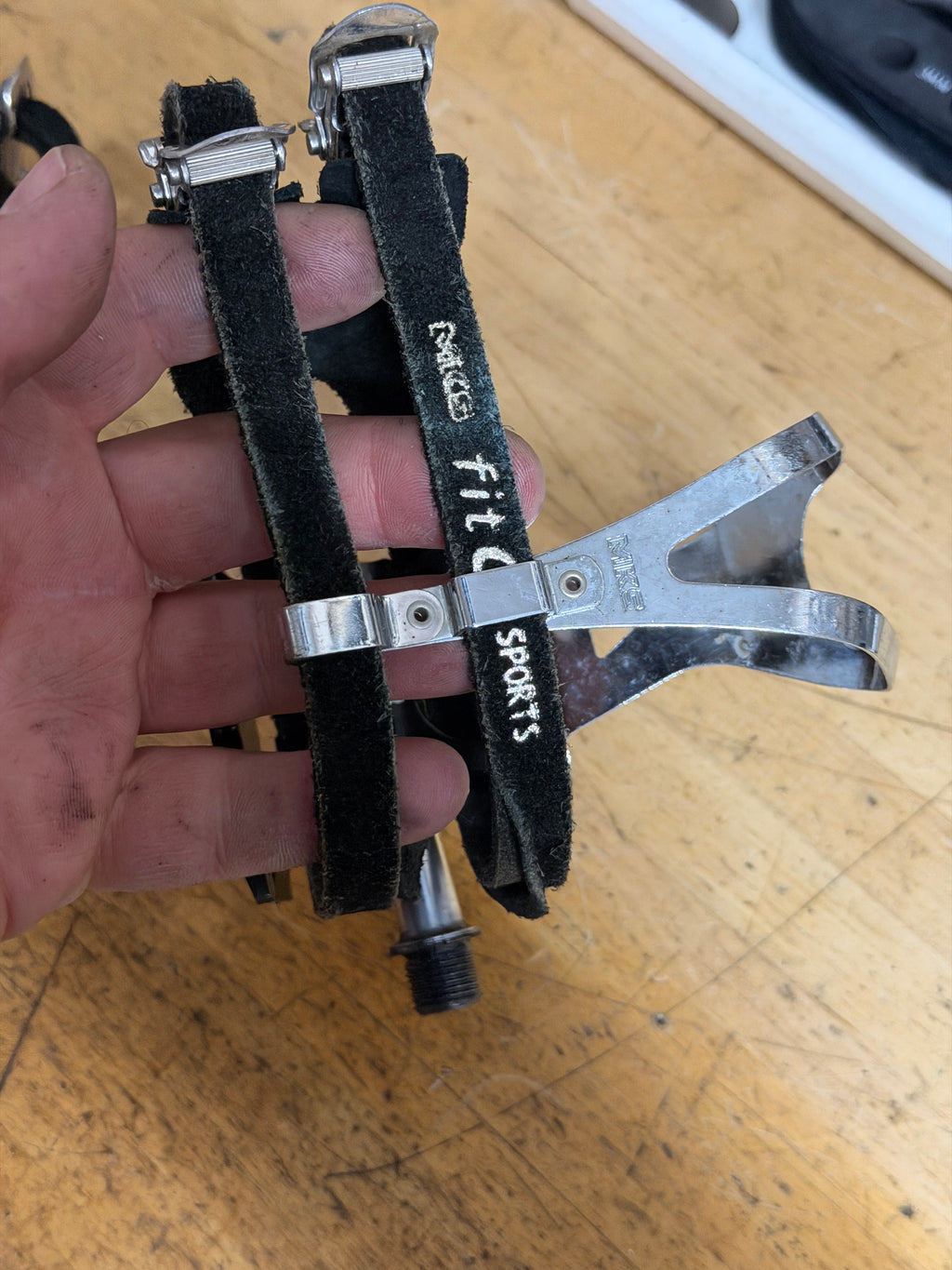BLB Pista Track Pedals with MKS Toe Clips & Double Straps Size L