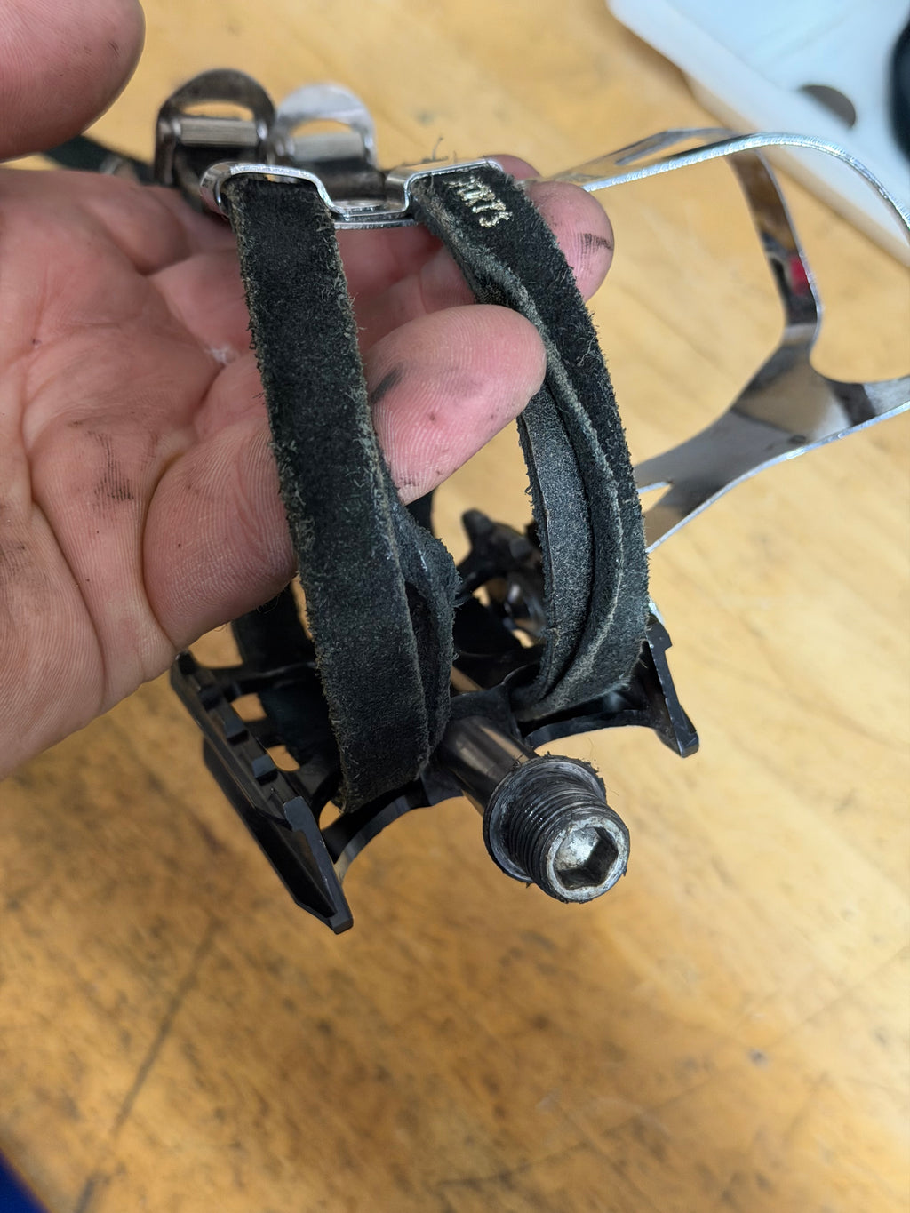 BLB Pista Track Pedals with MKS Toe Clips & Double Straps Size L